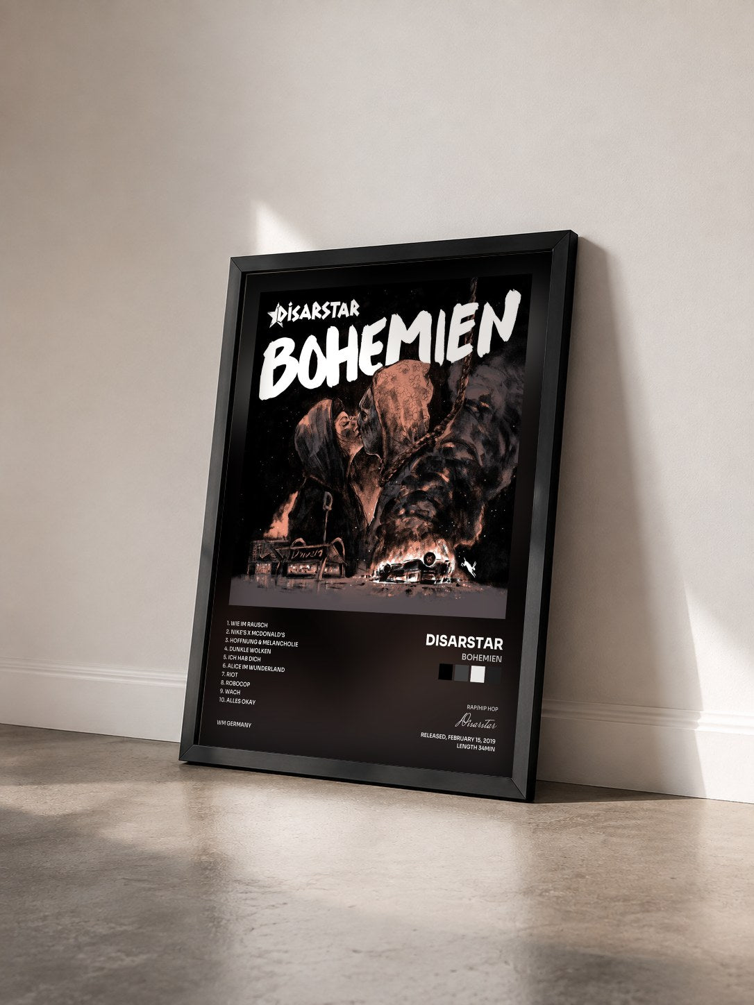 #noir Tableau de l'album Bohemien de Disarstar vu de trois quarts, cadre noir