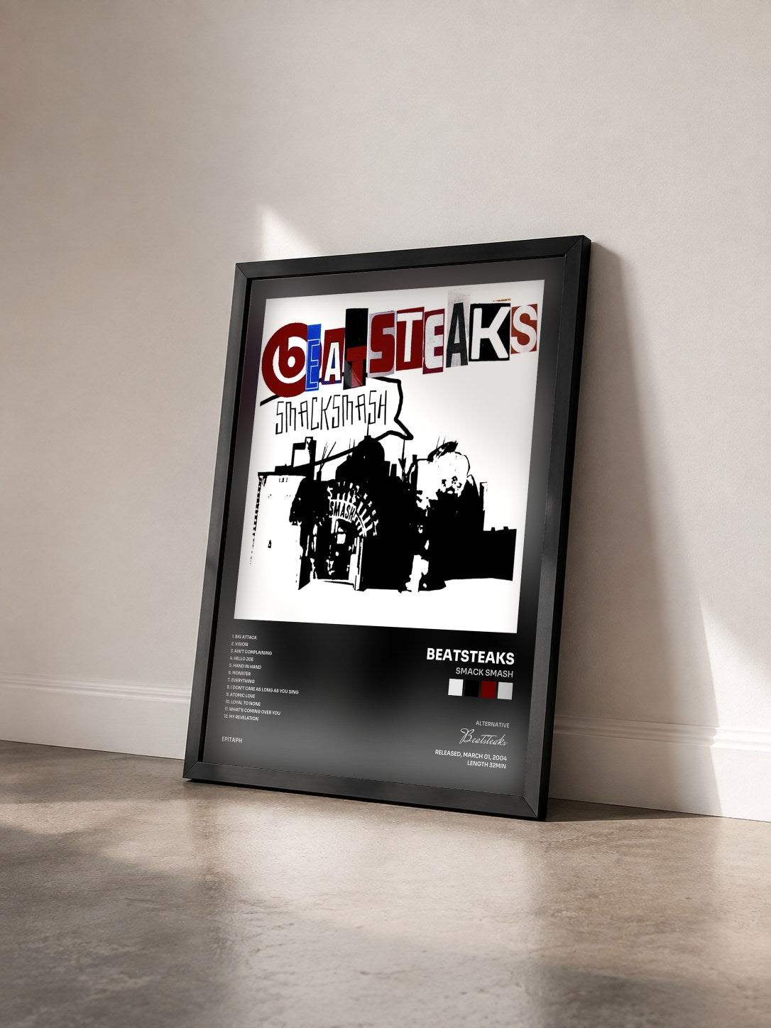#noir Tableau de l'album Smack Smash de Beatsteaks vu de trois quarts, cadre noir