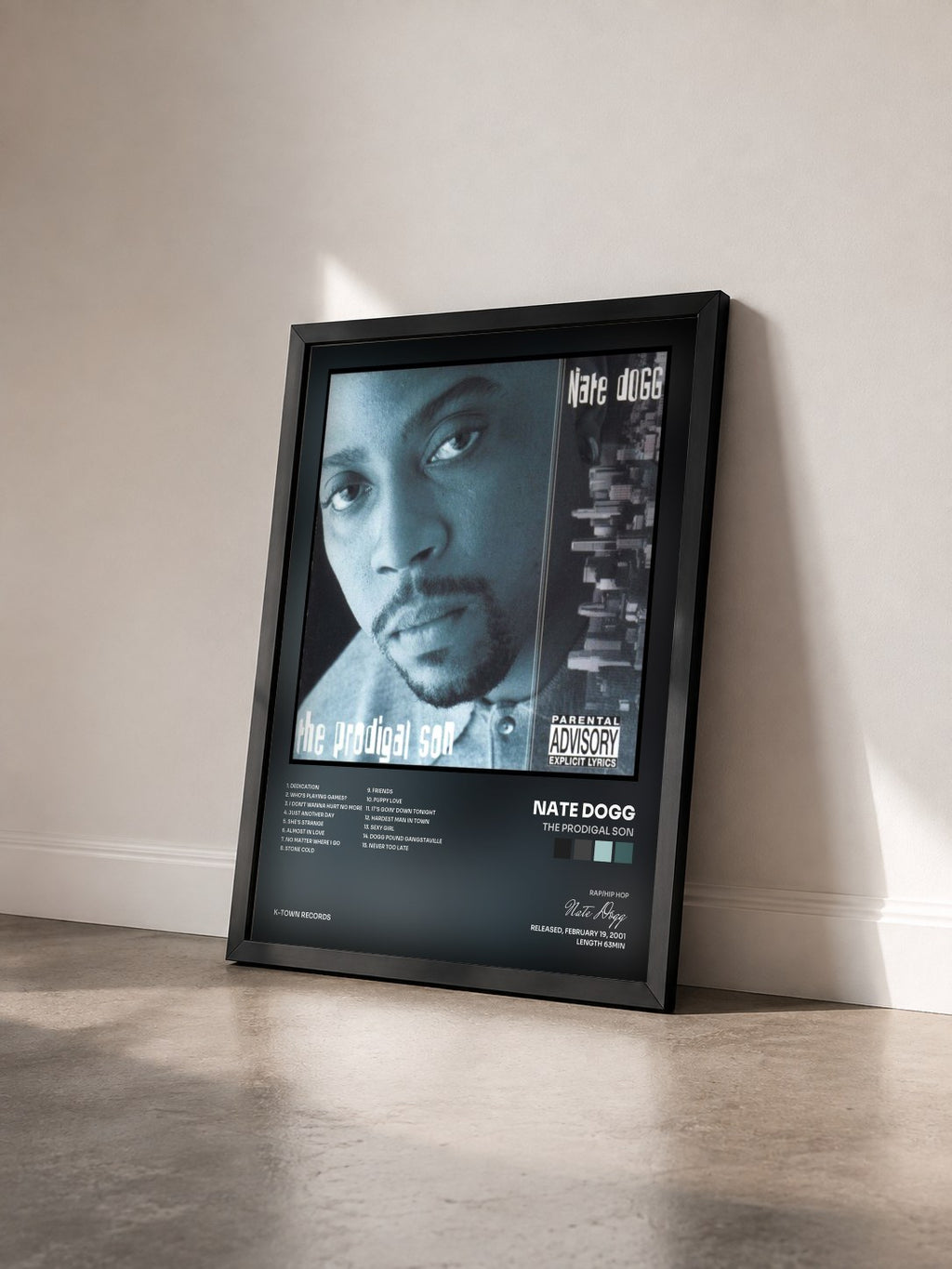 #noir Tableau de l'album The Prodigal Son de Nate Dogg vu de trois quarts, cadre noir