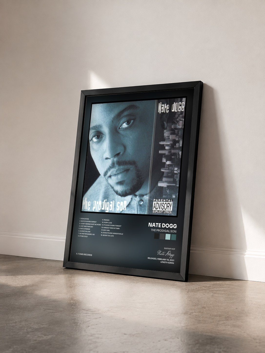 #noir Tableau de l'album The Prodigal Son de Nate Dogg vu de trois quarts, cadre noir