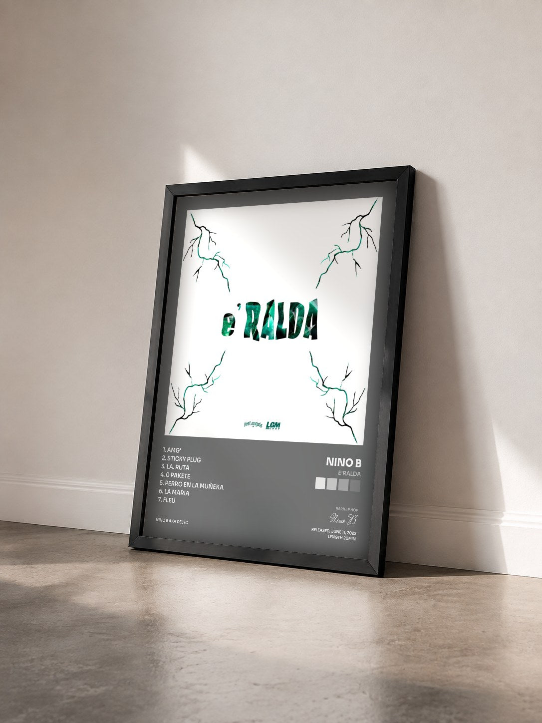 #noir Tableau de l'album E'ralda de Nino B vu de trois quarts, cadre noir