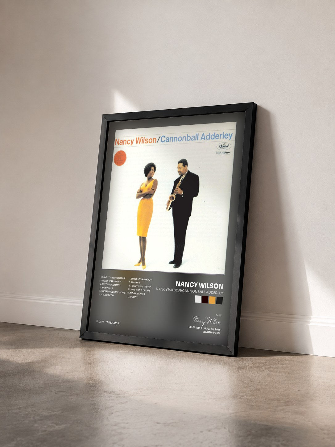 #noir Tableau de l'album Nancy Wilson/Cannonball Adderley de Nancy Wilson vu de trois quarts, cadre noir