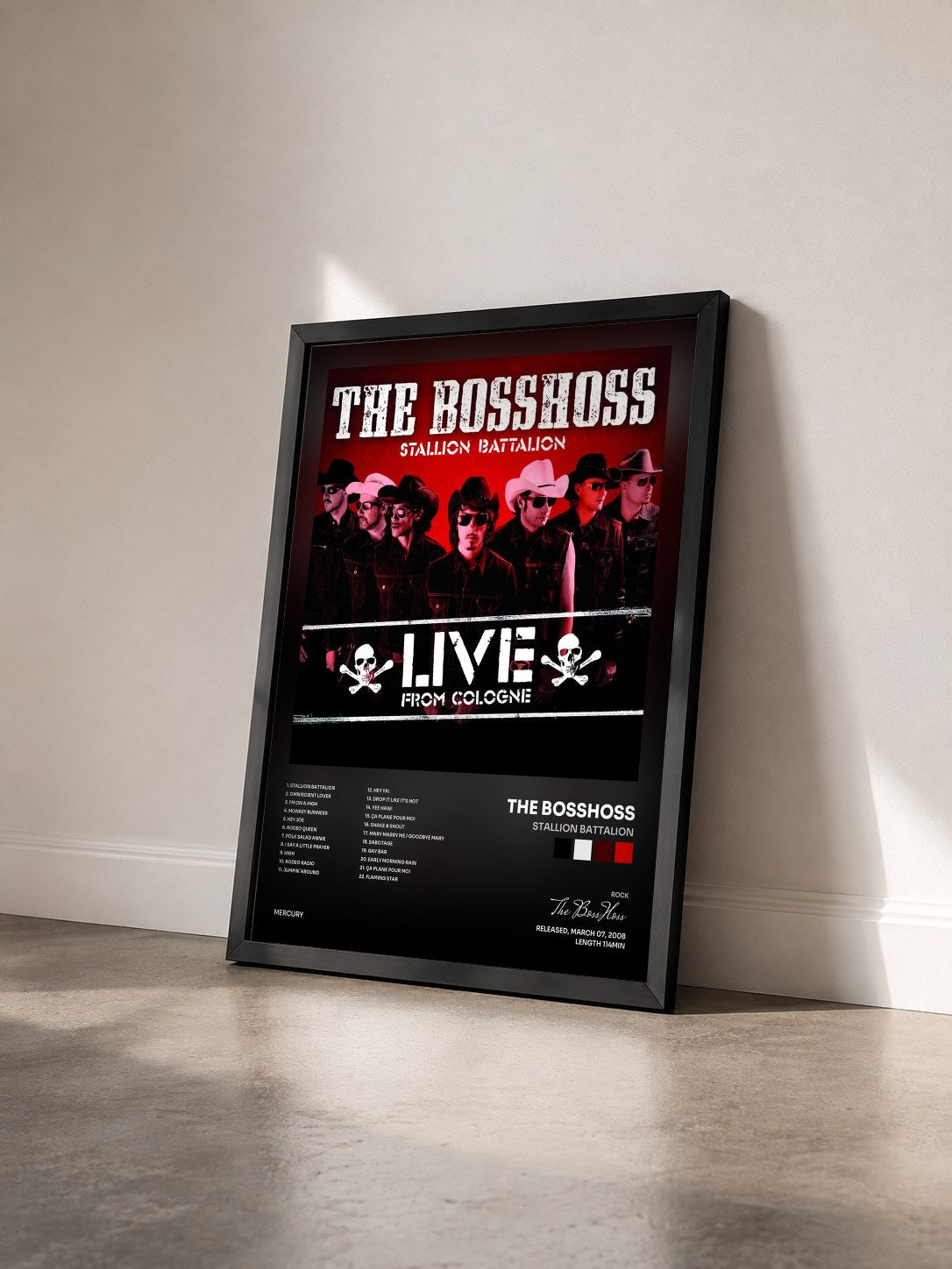 #noir Tableau de l'album Stallion Battalion de The BossHoss vu de trois quarts, cadre noir