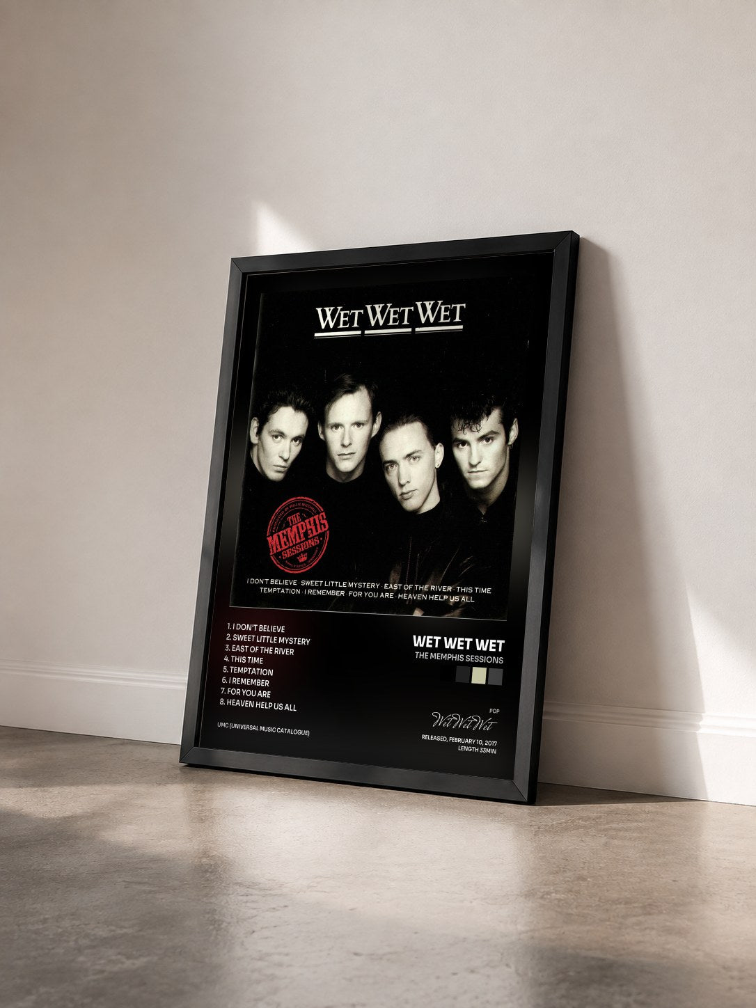 #noir Tableau de l'album The Memphis Sessions de Wet Wet Wet vu de trois quarts, cadre noir