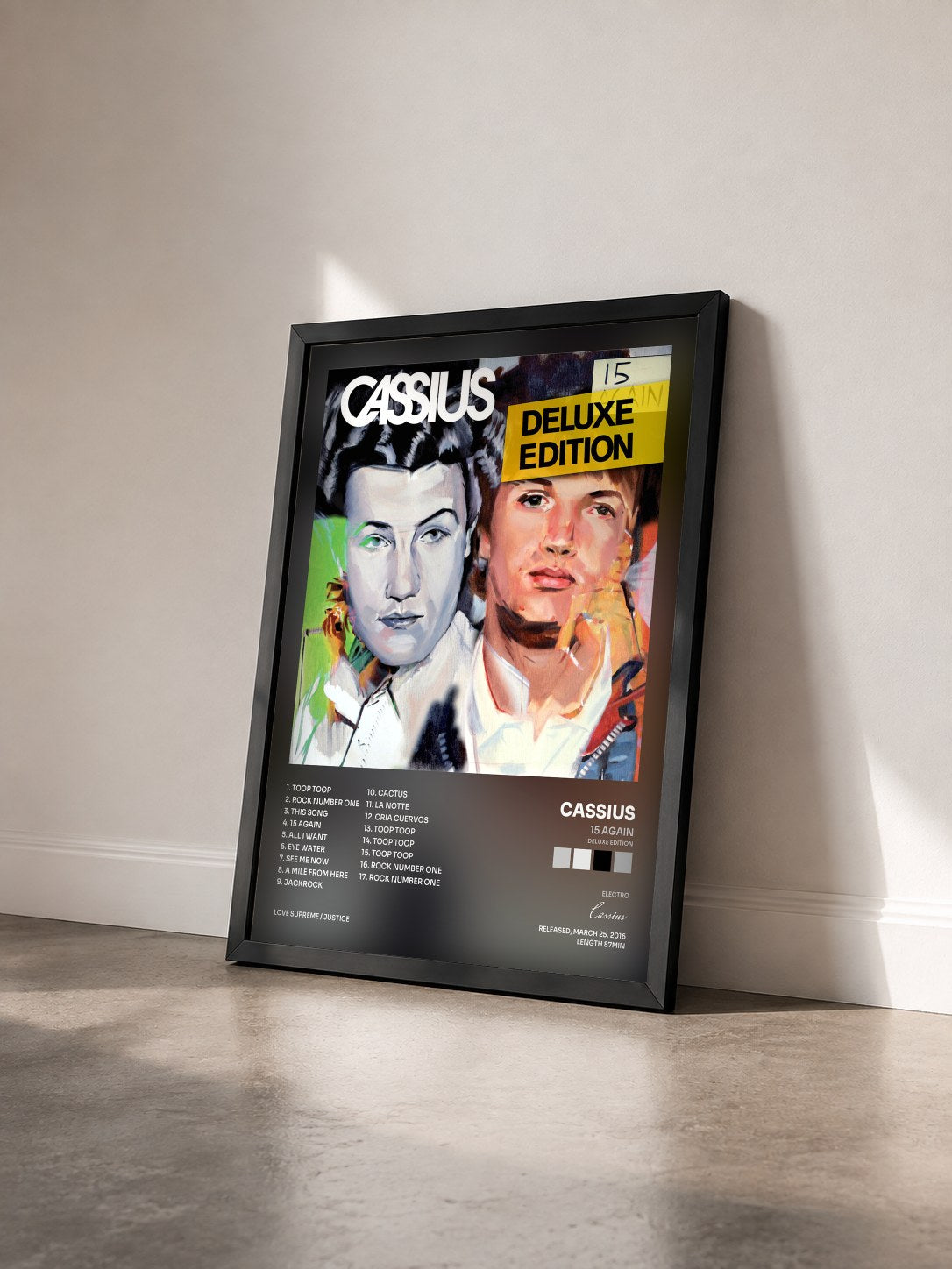 #noir Tableau de l'album 15 Again (Deluxe Edition) de Cassius vu de trois quarts, cadre noir