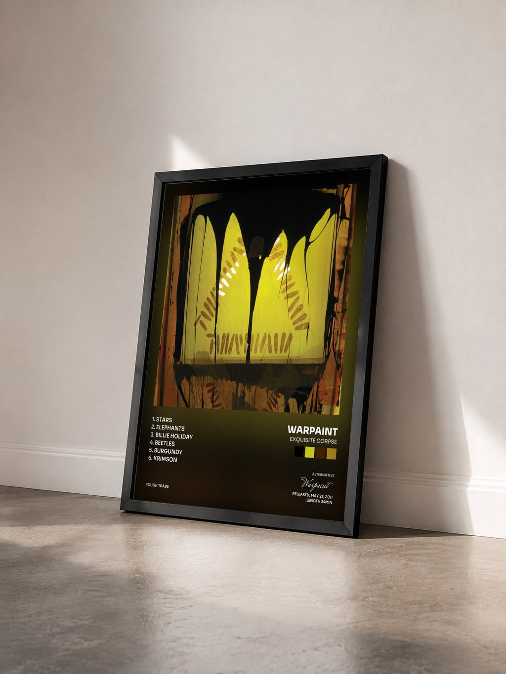 #noir Tableau de l'album Exquisite Corpse de Warpaint vu de trois quarts, cadre noir