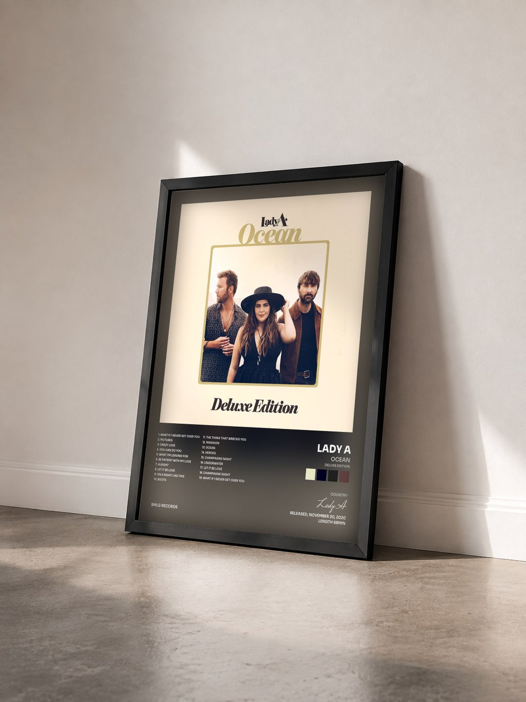 #noir Tableau de l'album Ocean (Deluxe Edition) de Lady A vu de trois quarts, cadre noir