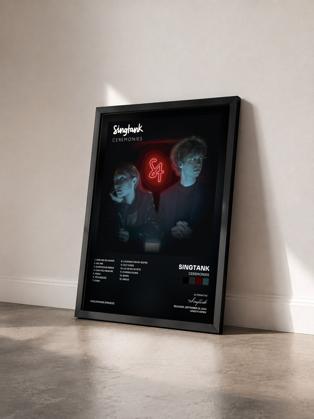 #noir Tableau de l'album Ceremonies de Singtank vu de trois quarts, cadre noir