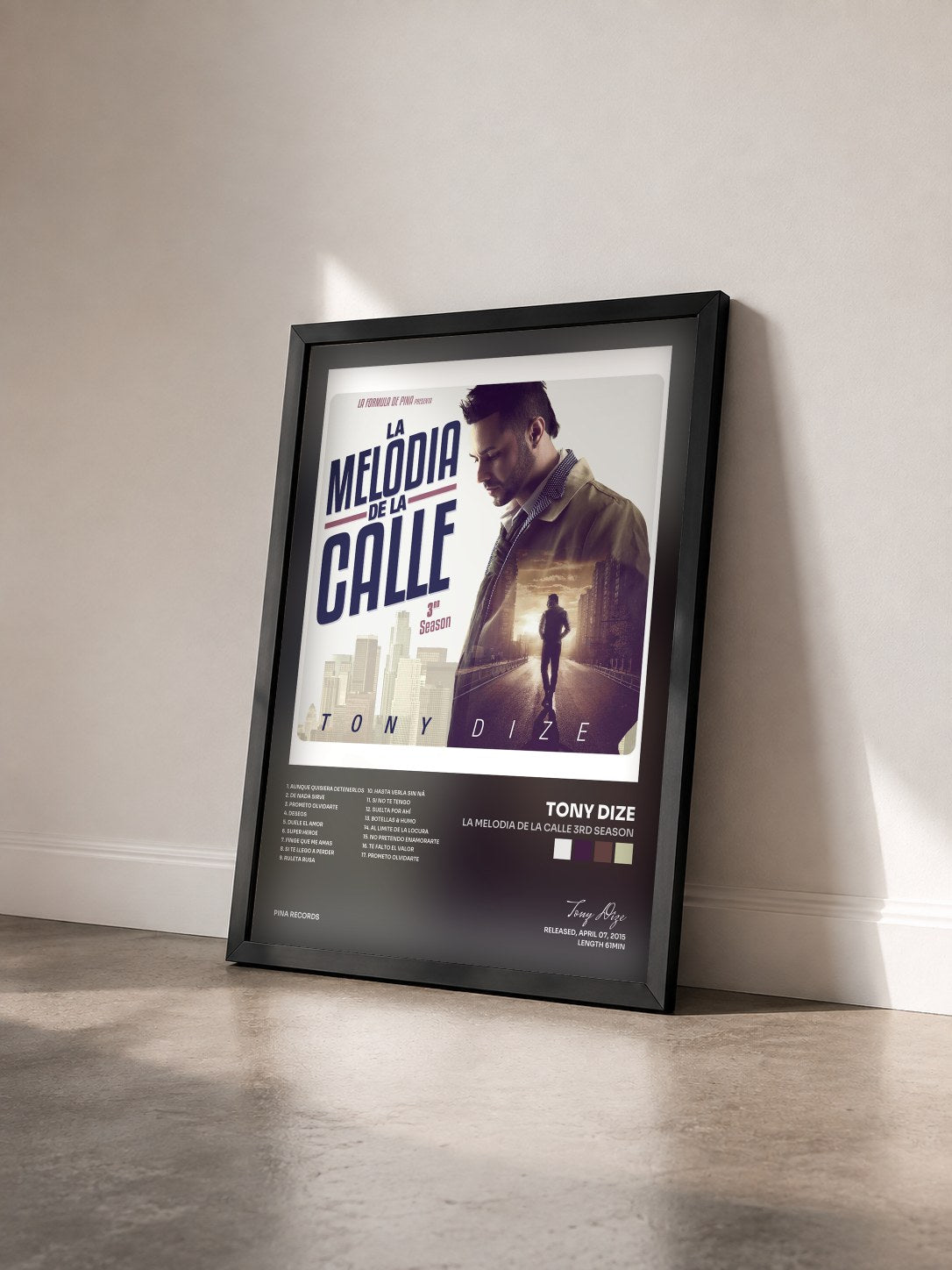 #noir Tableau de l'album La Melodia De La Calle 3rd Season de Tony Dize vu de trois quarts, cadre noir
