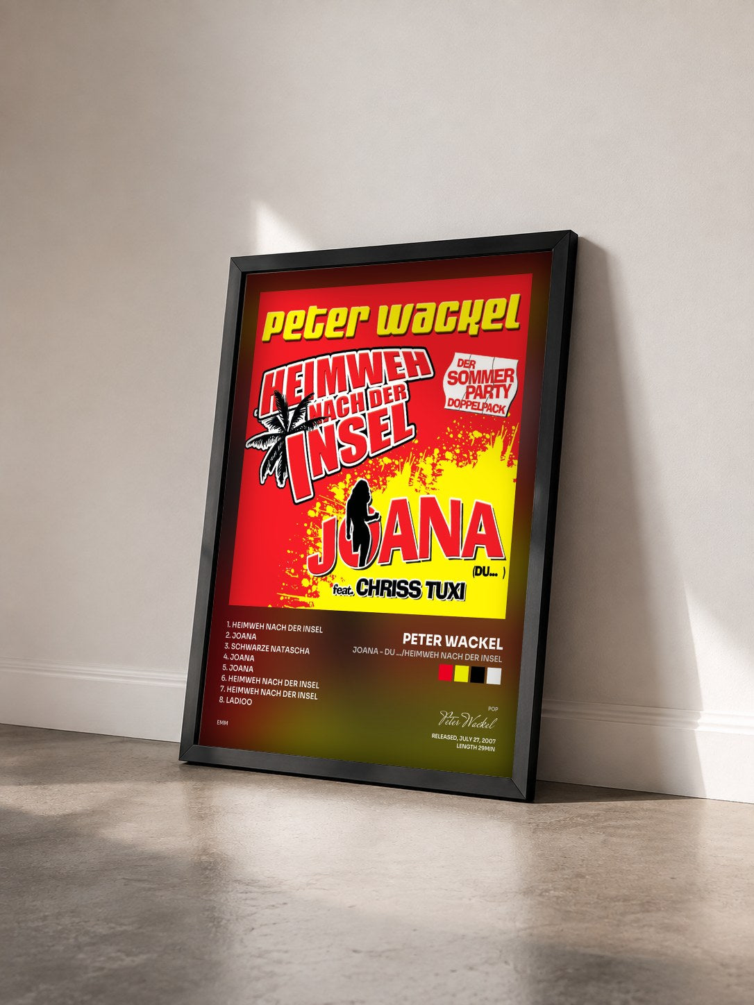 #noir Tableau de l'album Joana - Du .../Heimweh Nach Der Insel de Peter Wackel vu de trois quarts, cadre noir