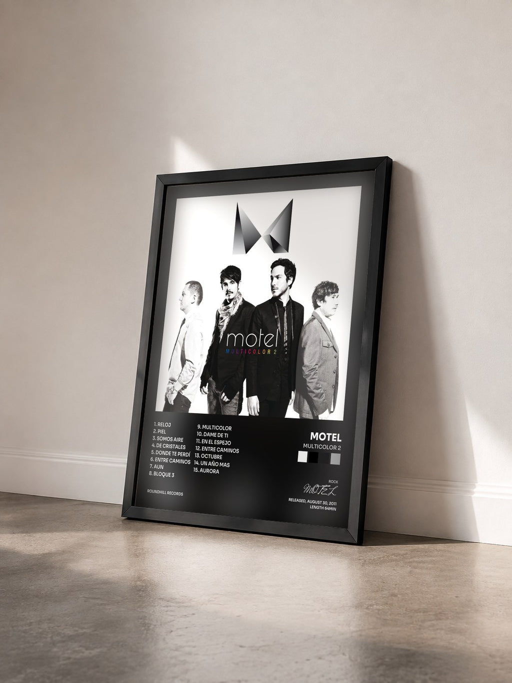#noir Tableau de l'album Multicolor 2 de MOTEL vu de trois quarts, cadre noir