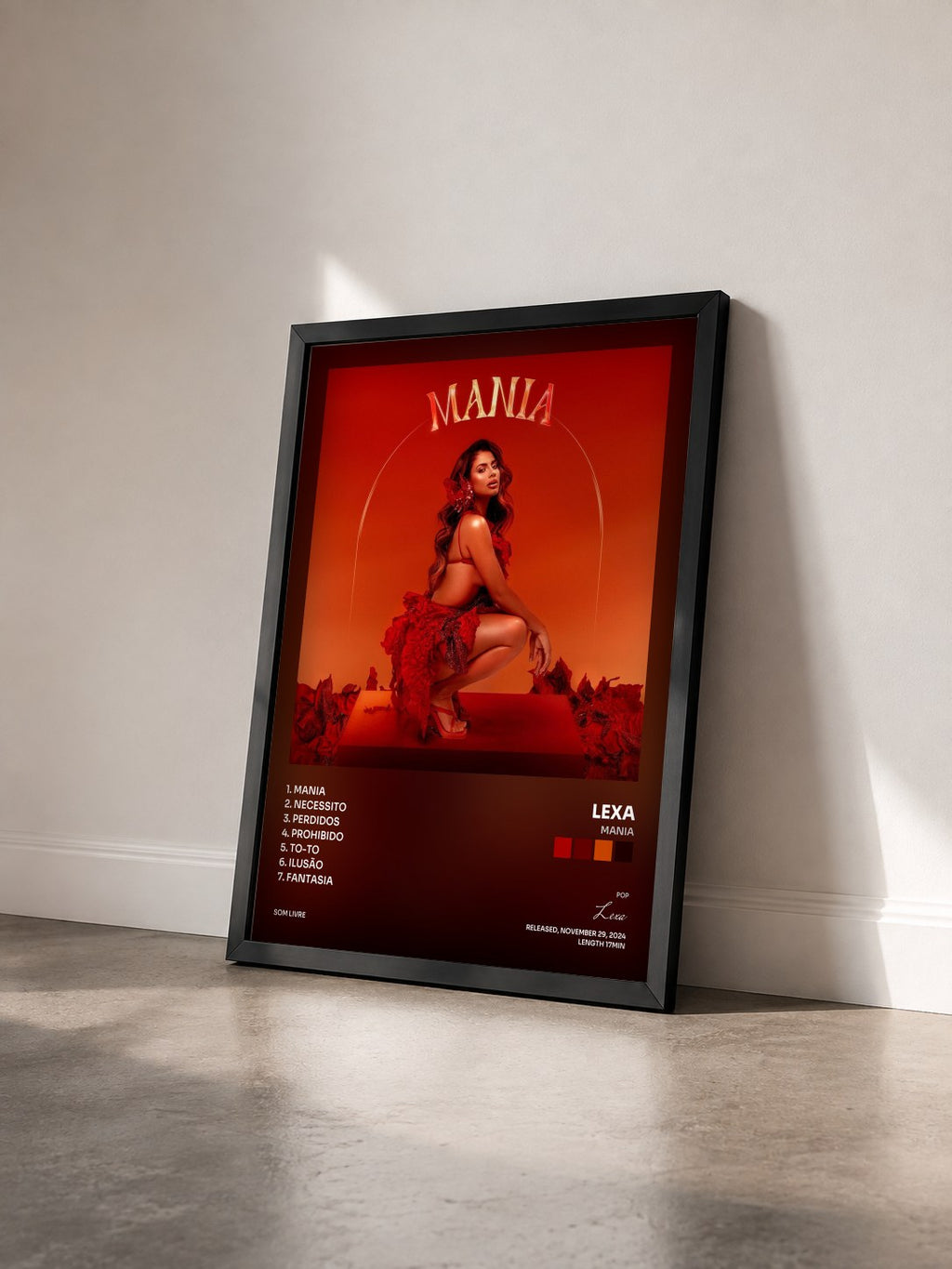 #noir Tableau de l'album MANIA de Lexa vu de trois quarts, cadre noir