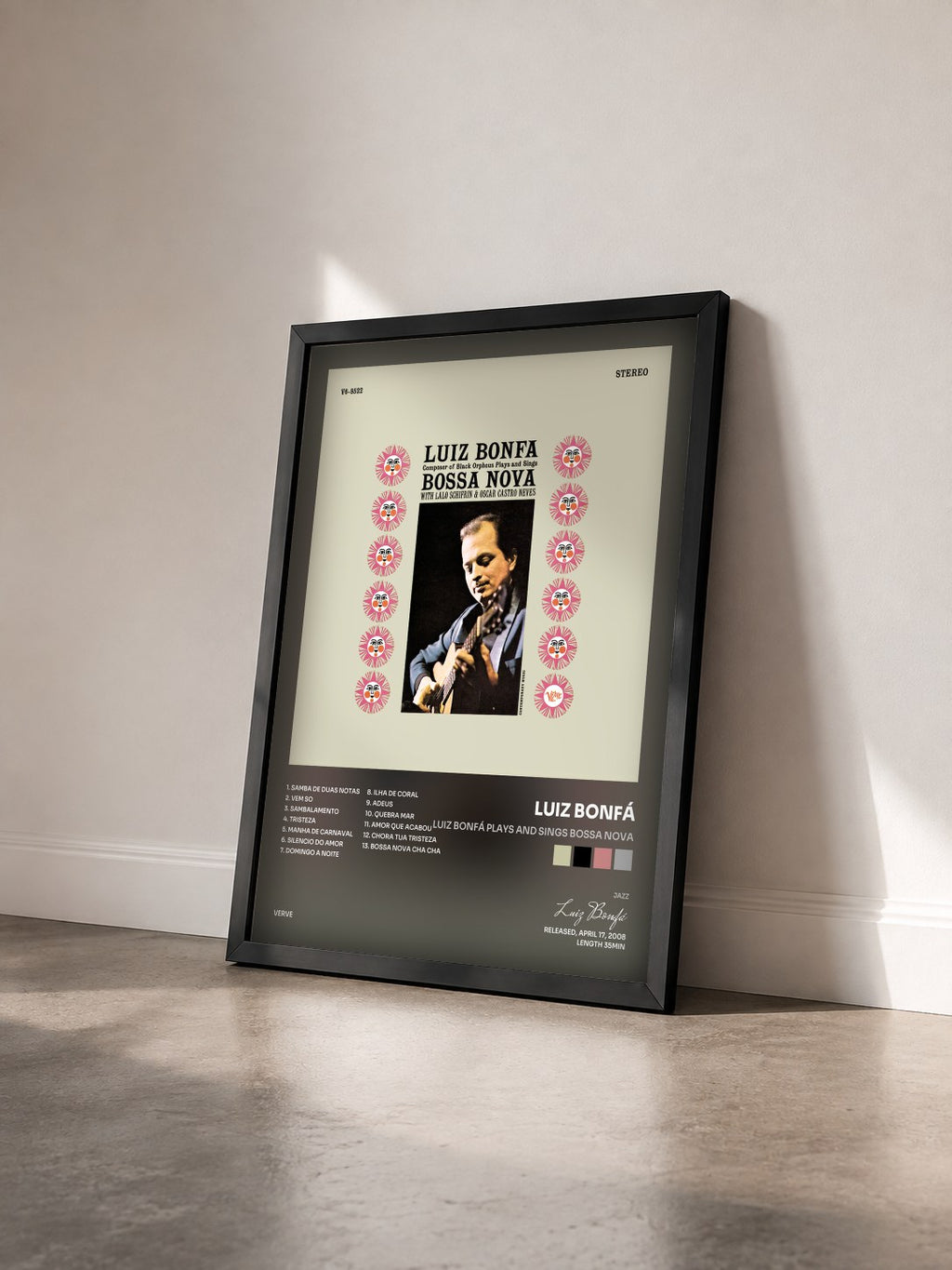 #noir Tableau de l'album Luiz Bonfá Plays And Sings Bossa Nova de Luiz Bonfá vu de trois quarts, cadre noir