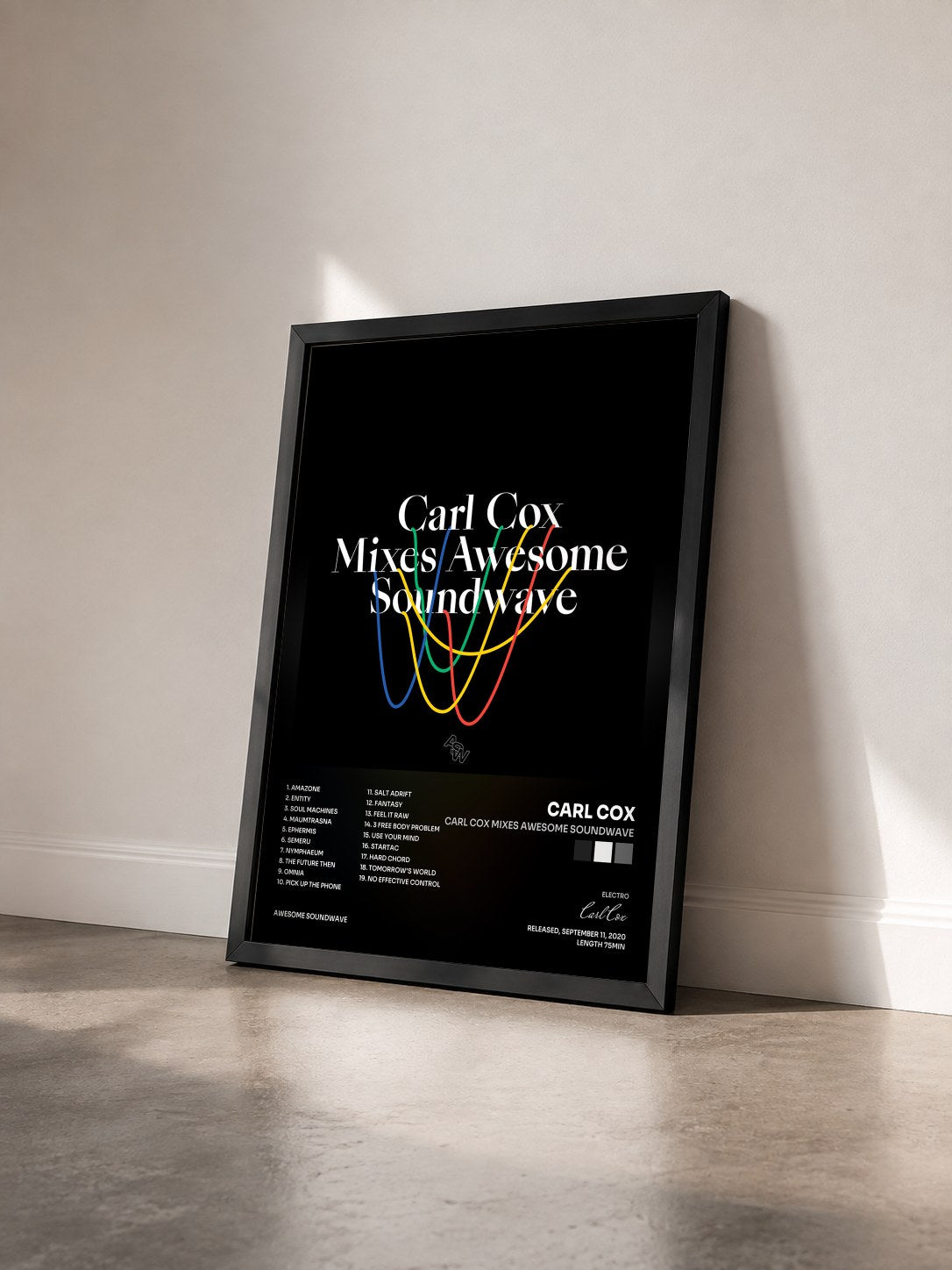 #noir Tableau de l'album Carl Cox Mixes Awesome Soundwave de Carl Cox vu de trois quarts, cadre noir