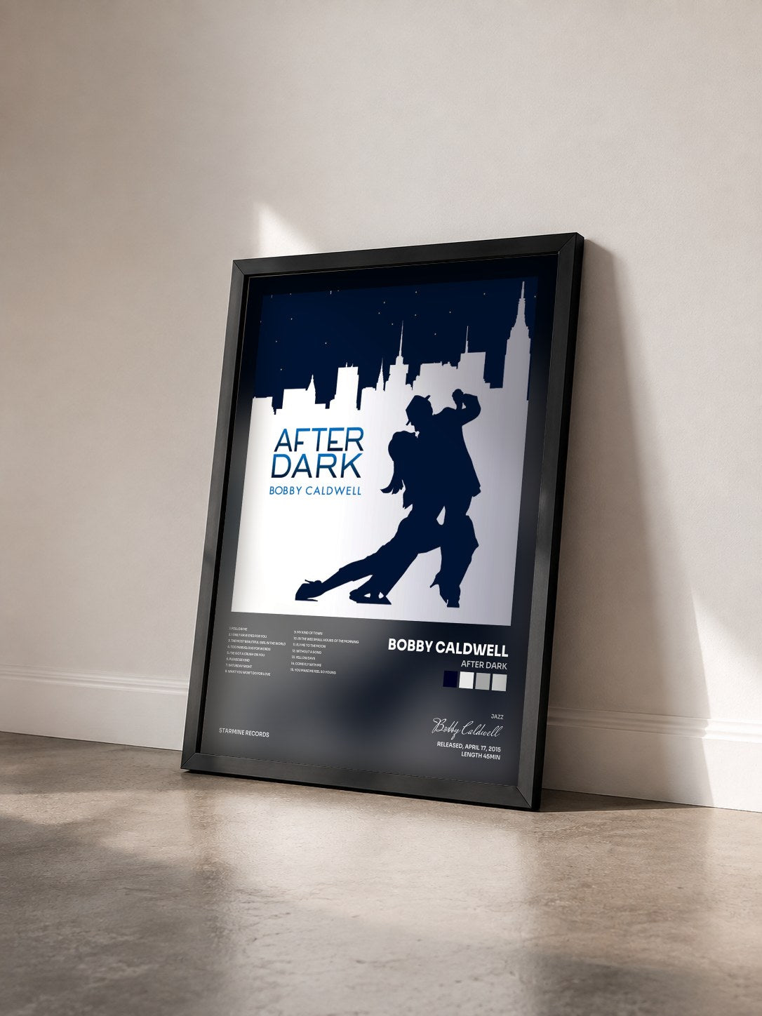 #noir Tableau de l'album After Dark de Bobby Caldwell vu de trois quarts, cadre noir