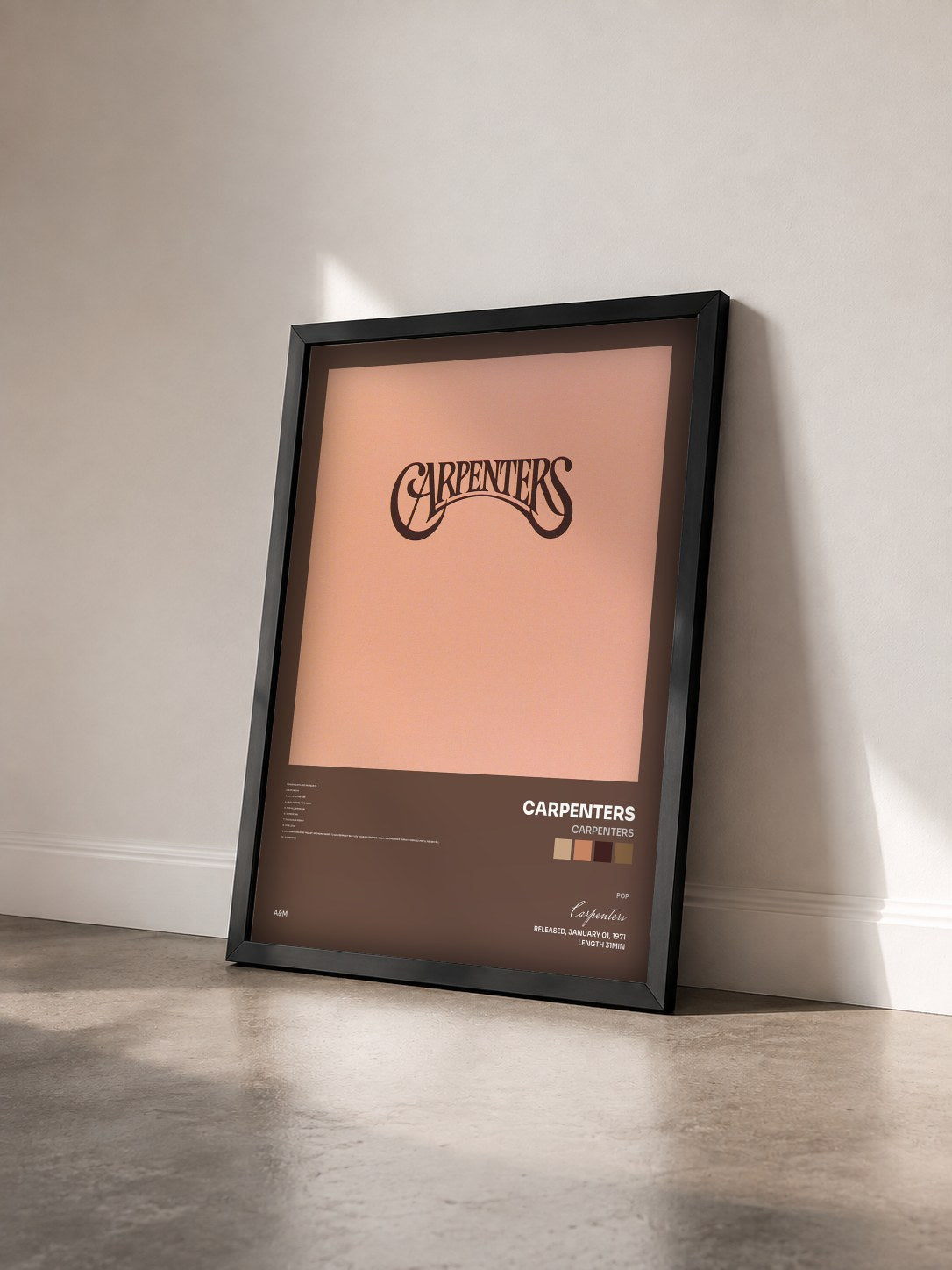#noir Tableau de l'album Carpenters de Carpenters vu de trois quarts, cadre noir