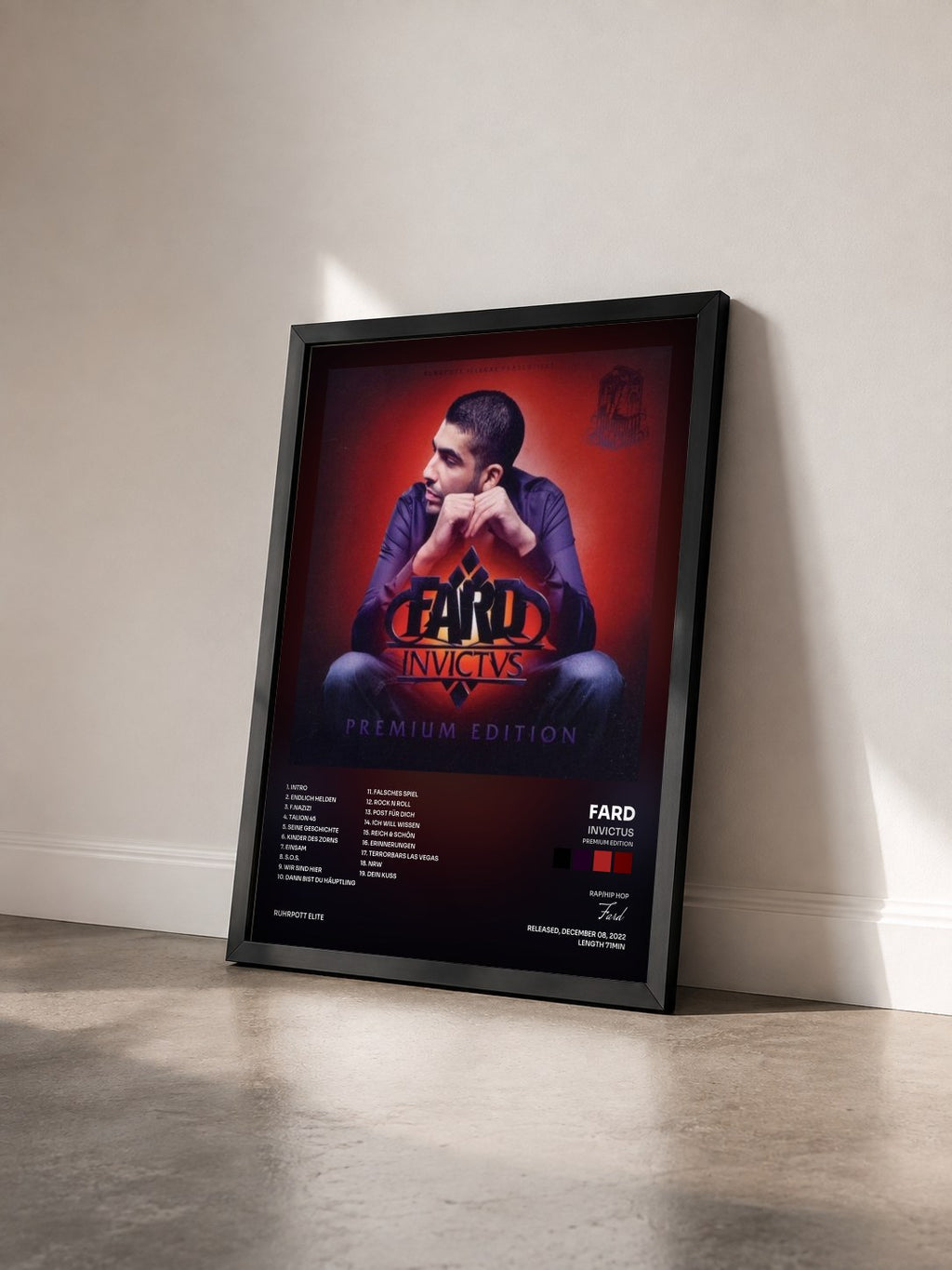 #noir Tableau de l'album Invictus (Premium Edition) de Fard vu de trois quarts, cadre noir