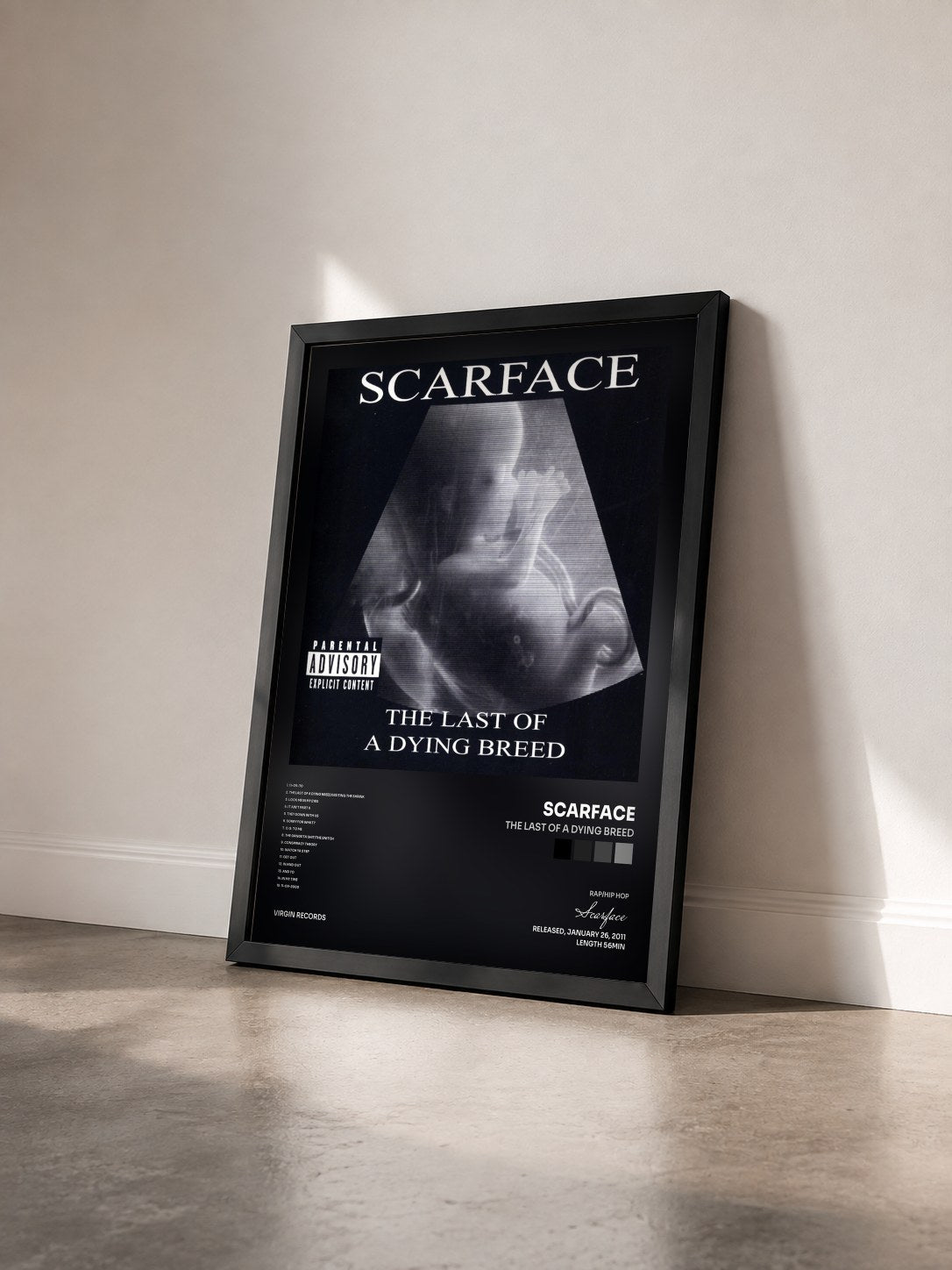 #noir Tableau de l'album The Last Of A Dying Breed de Scarface vu de trois quarts, cadre noir