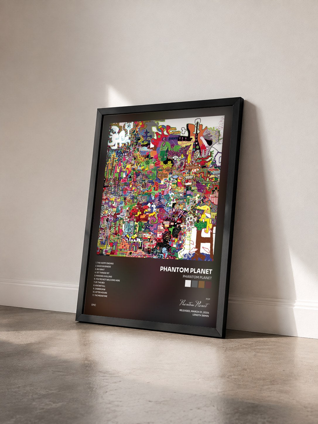 #noir Tableau de l'album Phantom Planet de Phantom Planet vu de trois quarts, cadre noir