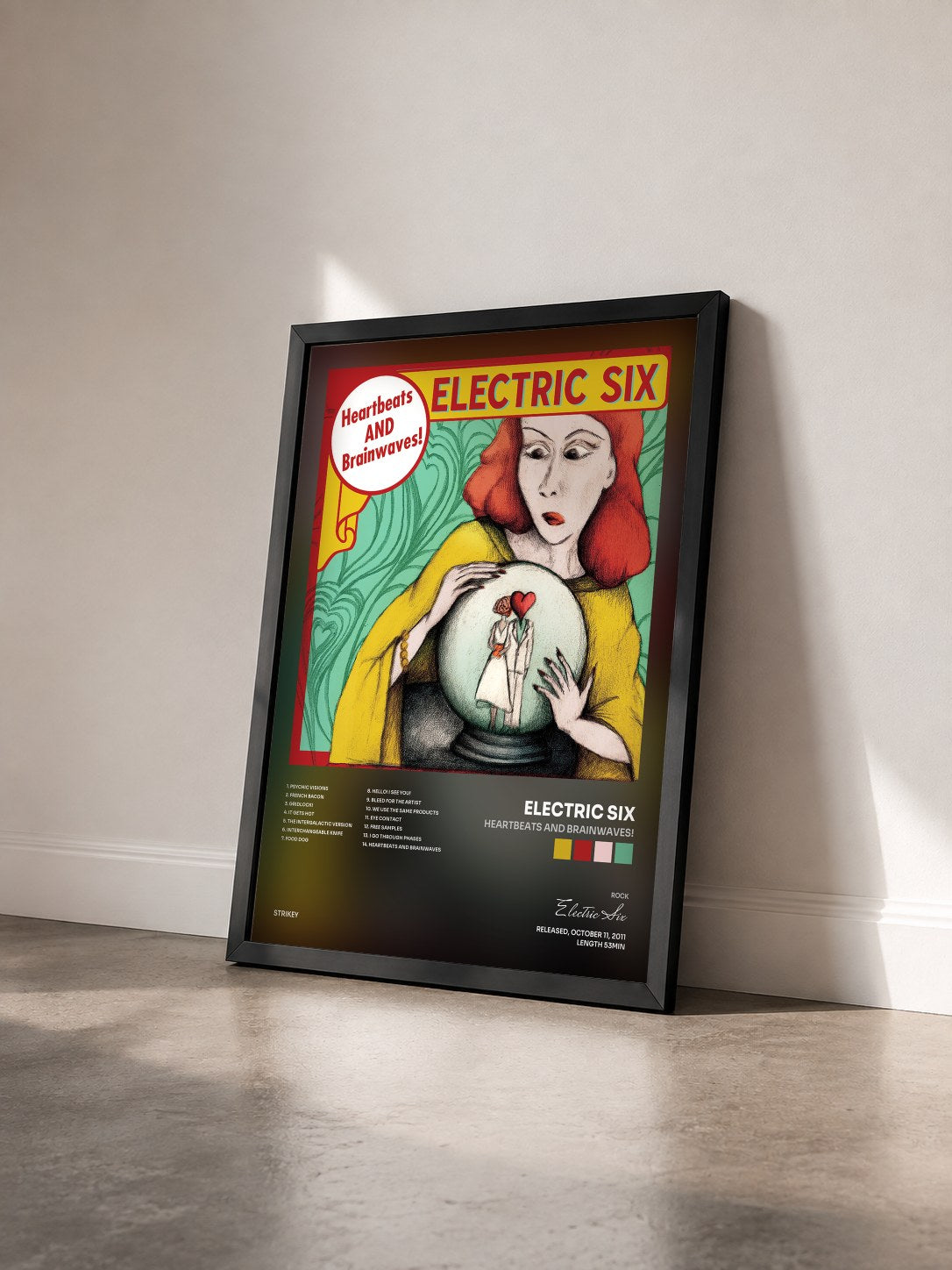 #noir Tableau de l'album Heartbeats and Brainwaves! de Electric Six vu de trois quarts, cadre noir