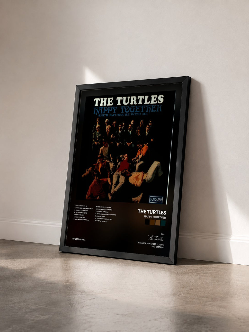 #noir Tableau de l'album Happy Together de The Turtles vu de trois quarts, cadre noir