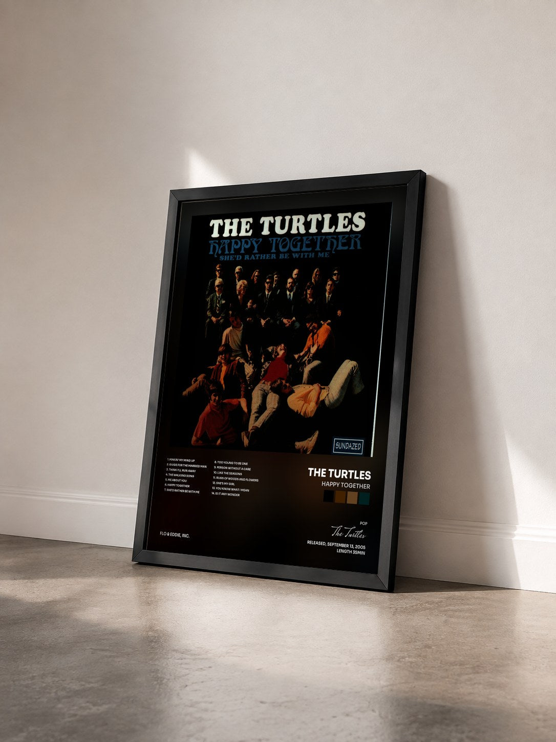 #noir Tableau de l'album Happy Together de The Turtles vu de trois quarts, cadre noir