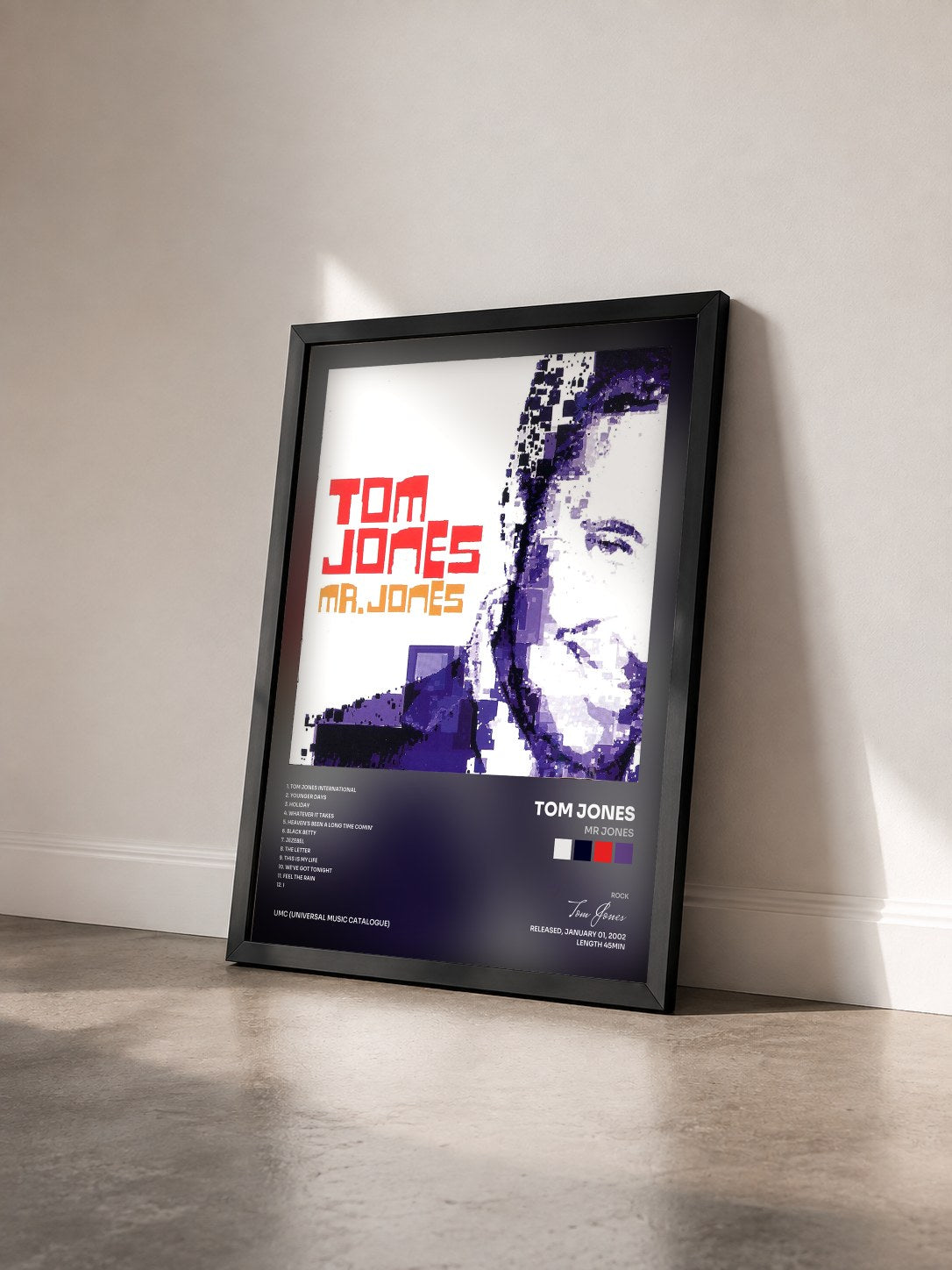 #noir Tableau de l'album Mr Jones de Tom Jones vu de trois quarts, cadre noir