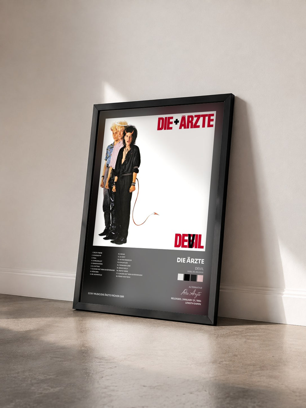 #noir Tableau de l'album Devil (Debil Re-Release) de Die Ärzte vu de trois quarts, cadre noir