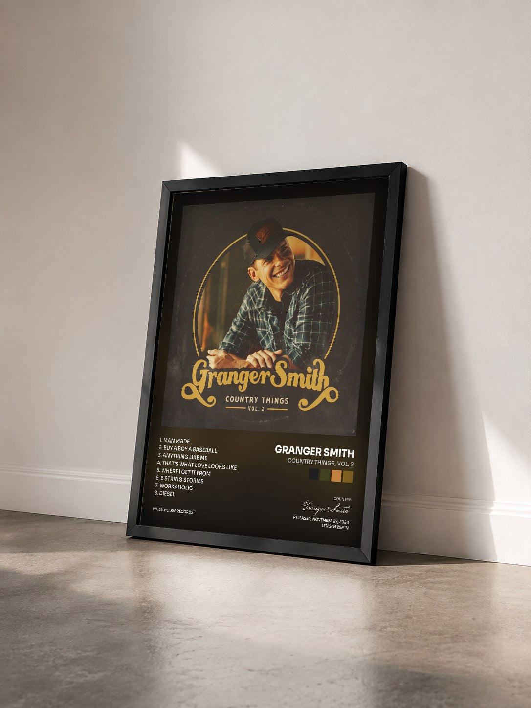 #noir Tableau de l'album Country Things, Vol. 2 de Granger Smith vu de trois quarts, cadre noir