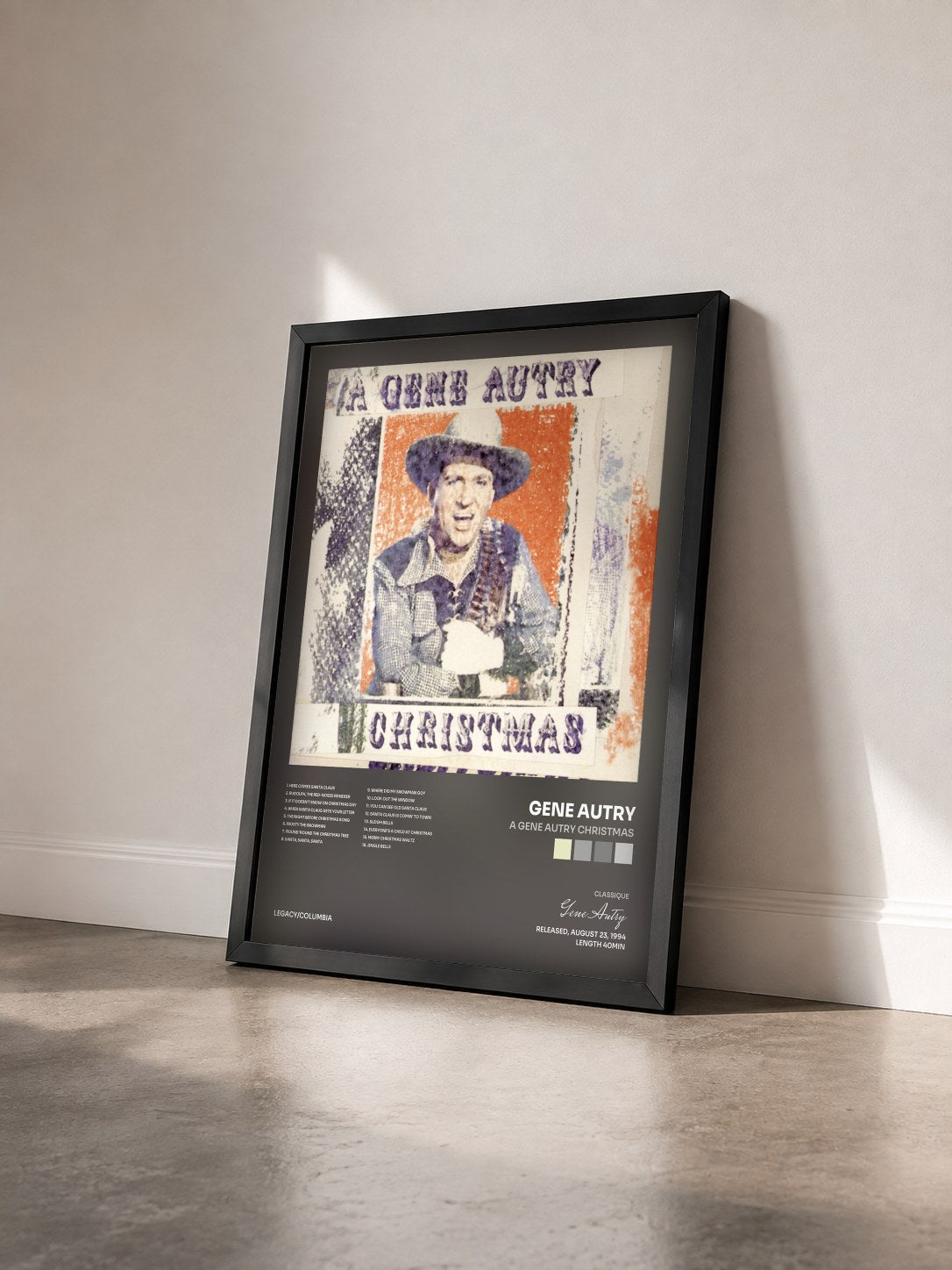 #noir Tableau de l'album A Gene Autry Christmas de Gene Autry vu de trois quarts, cadre noir