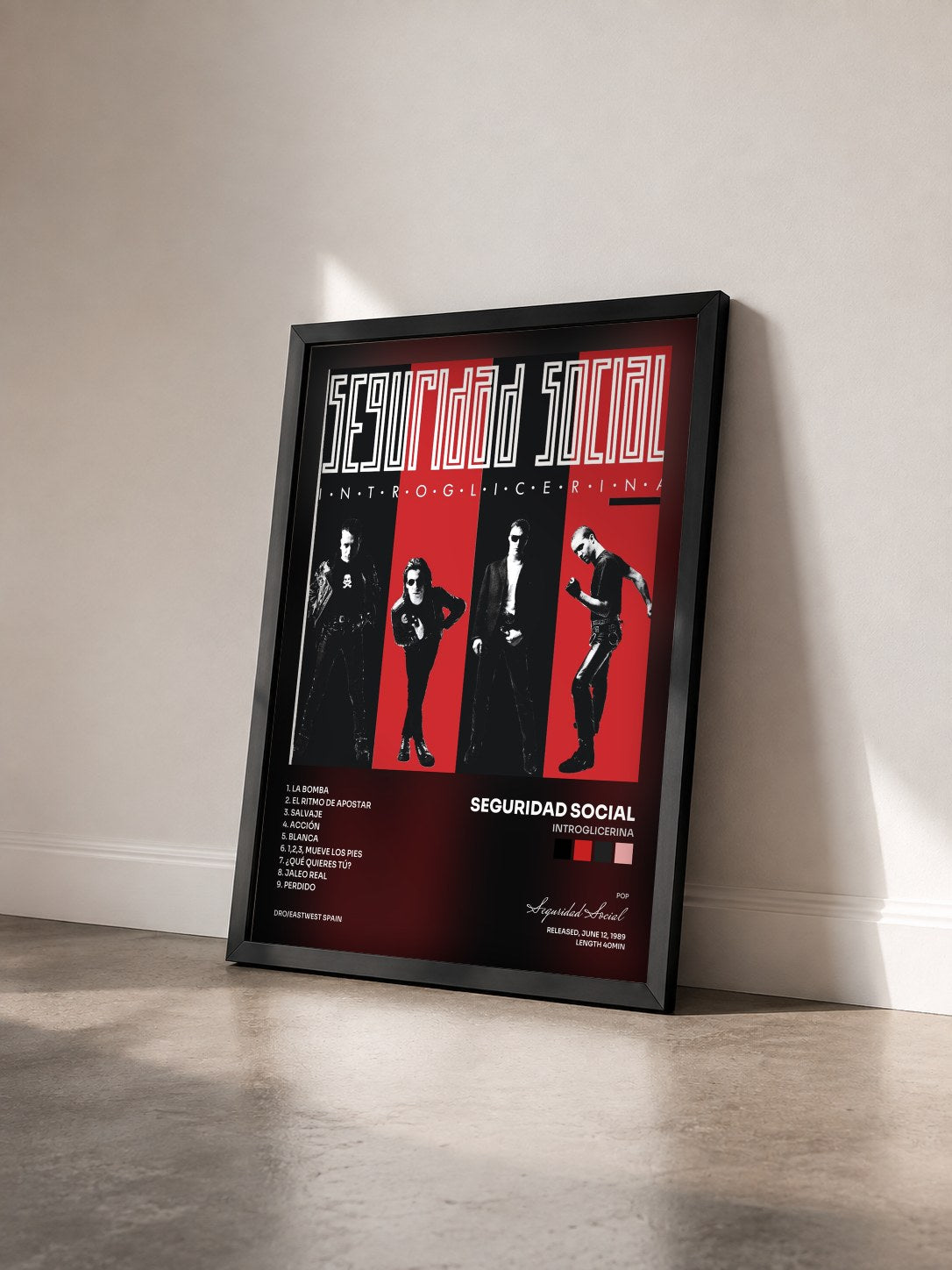 #noir Tableau de l'album Introglicerina de Seguridad Social vu de trois quarts, cadre noir