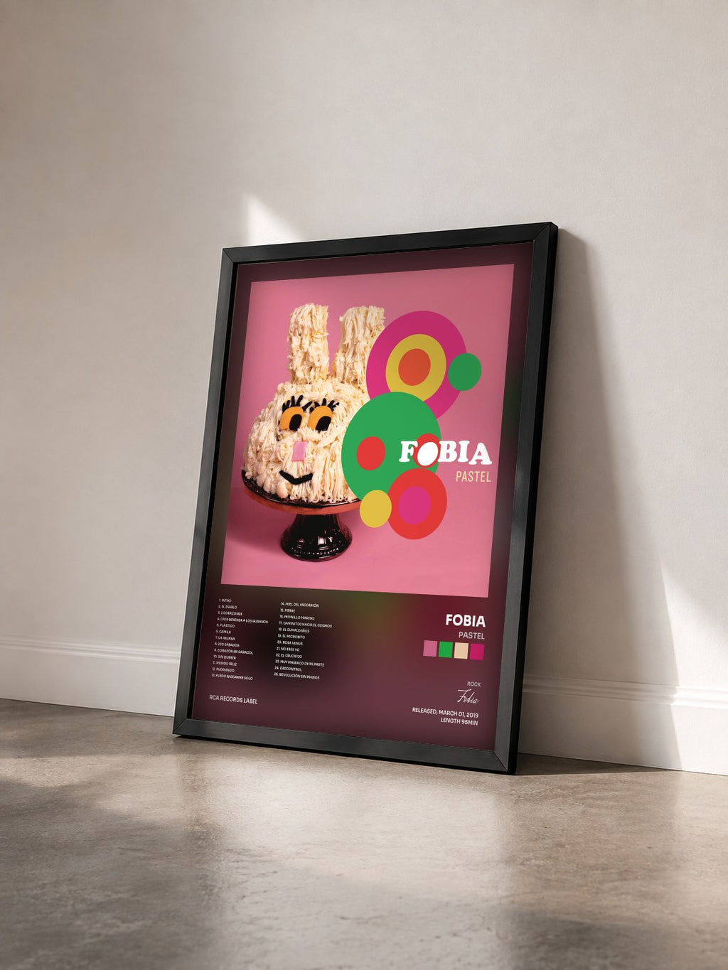 #noir Tableau de l'album Pastel de Fobia vu de trois quarts, cadre noir