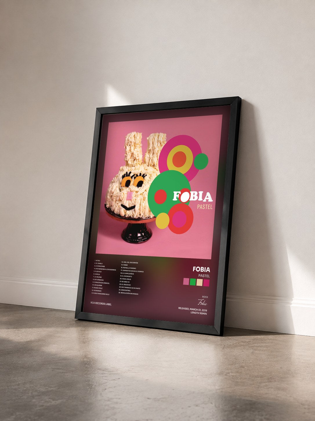 #noir Tableau de l'album Pastel de Fobia vu de trois quarts, cadre noir