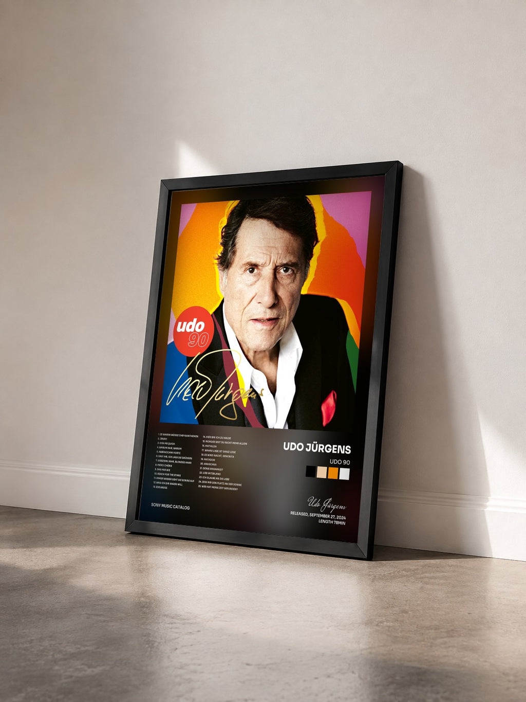 #noir Tableau de l'album udo 90 de Udo Jürgens vu de trois quarts, cadre noir