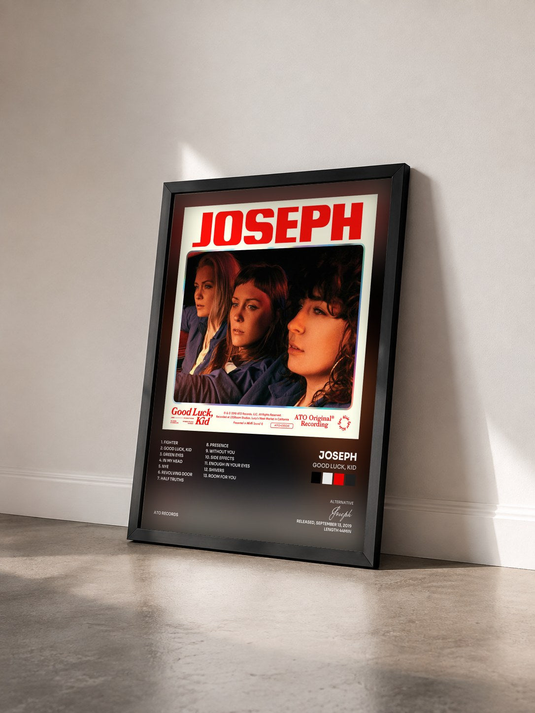 #noir Tableau de l'album Good Luck, Kid de Joseph vu de trois quarts, cadre noir