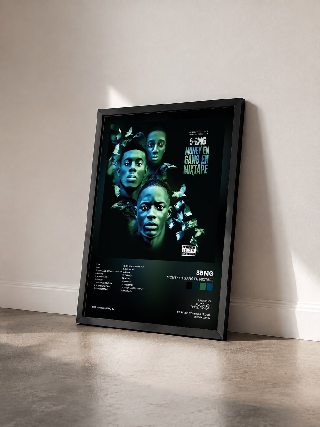 #noir Tableau de l'album Money En Gang En Mixtape de SBMG vu de trois quarts, cadre noir