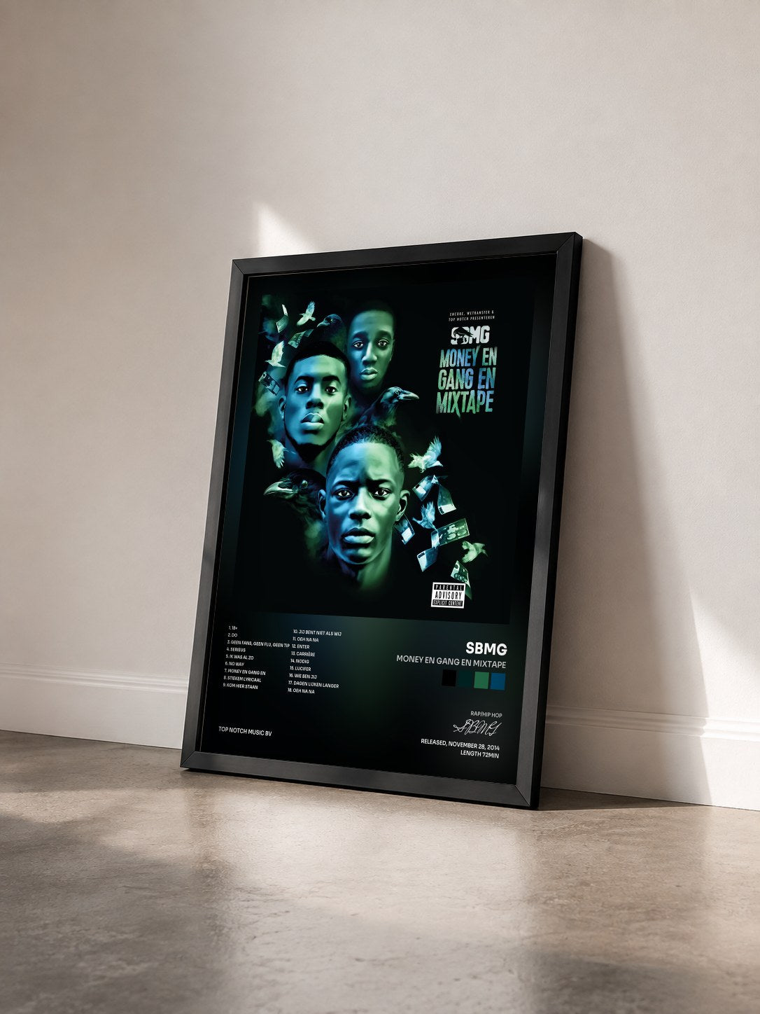#noir Tableau de l'album Money En Gang En Mixtape de SBMG vu de trois quarts, cadre noir