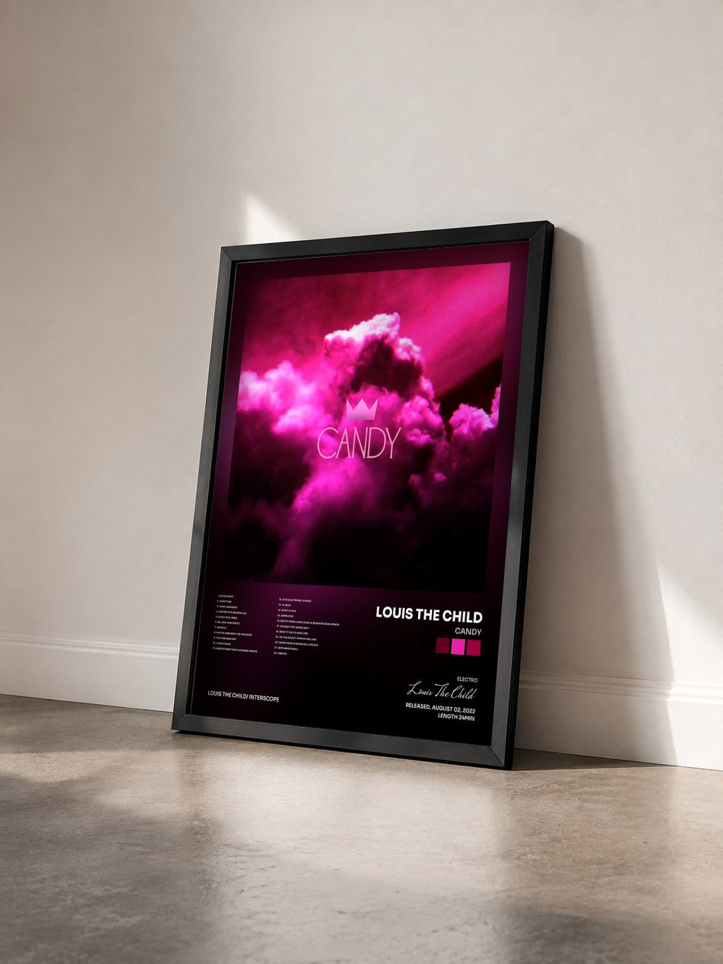 #noir Tableau de l'album Candy de Louis The Child vu de trois quarts, cadre noir