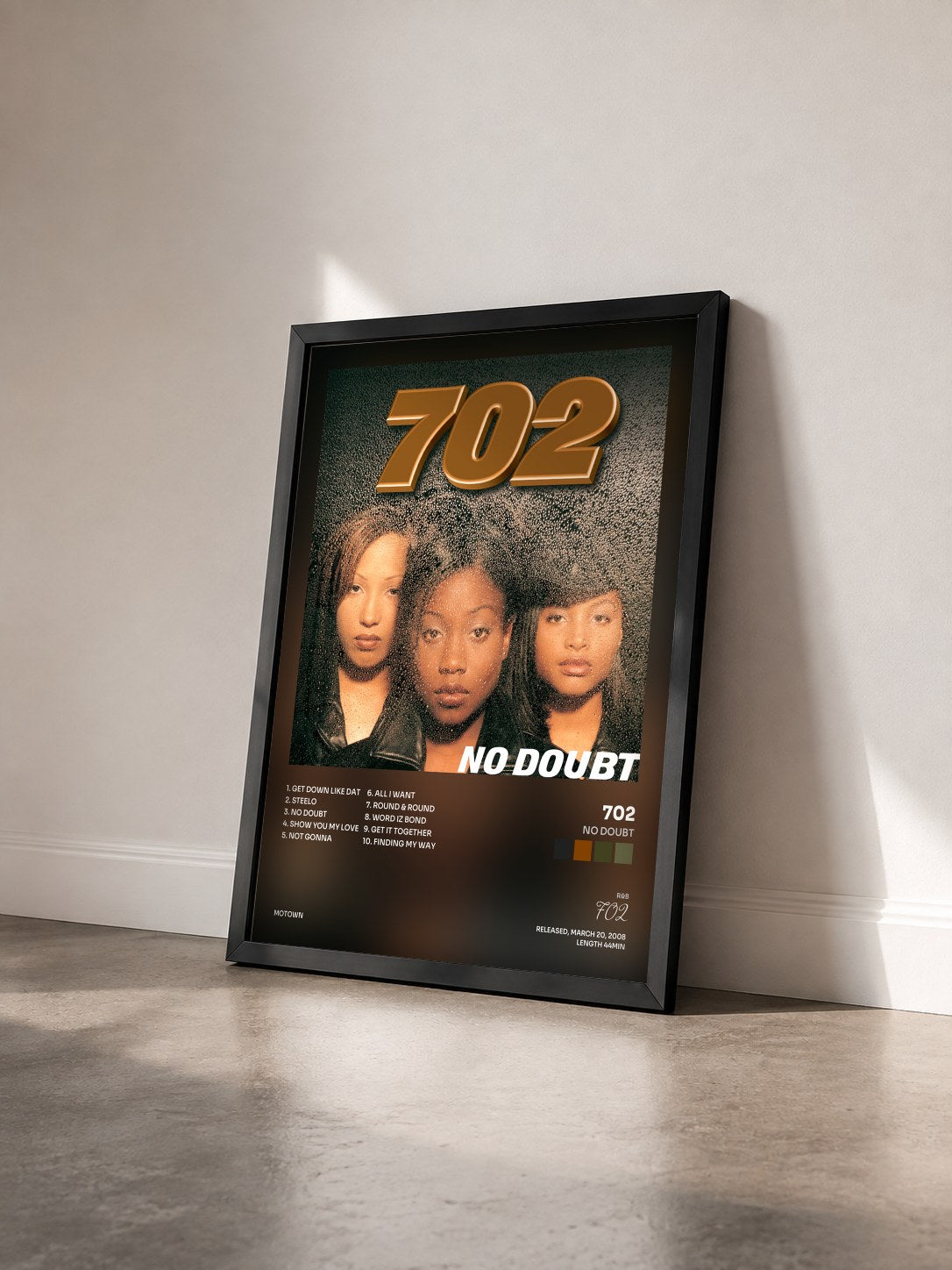#noir Tableau de l'album No Doubt de 702 vu de trois quarts, cadre noir