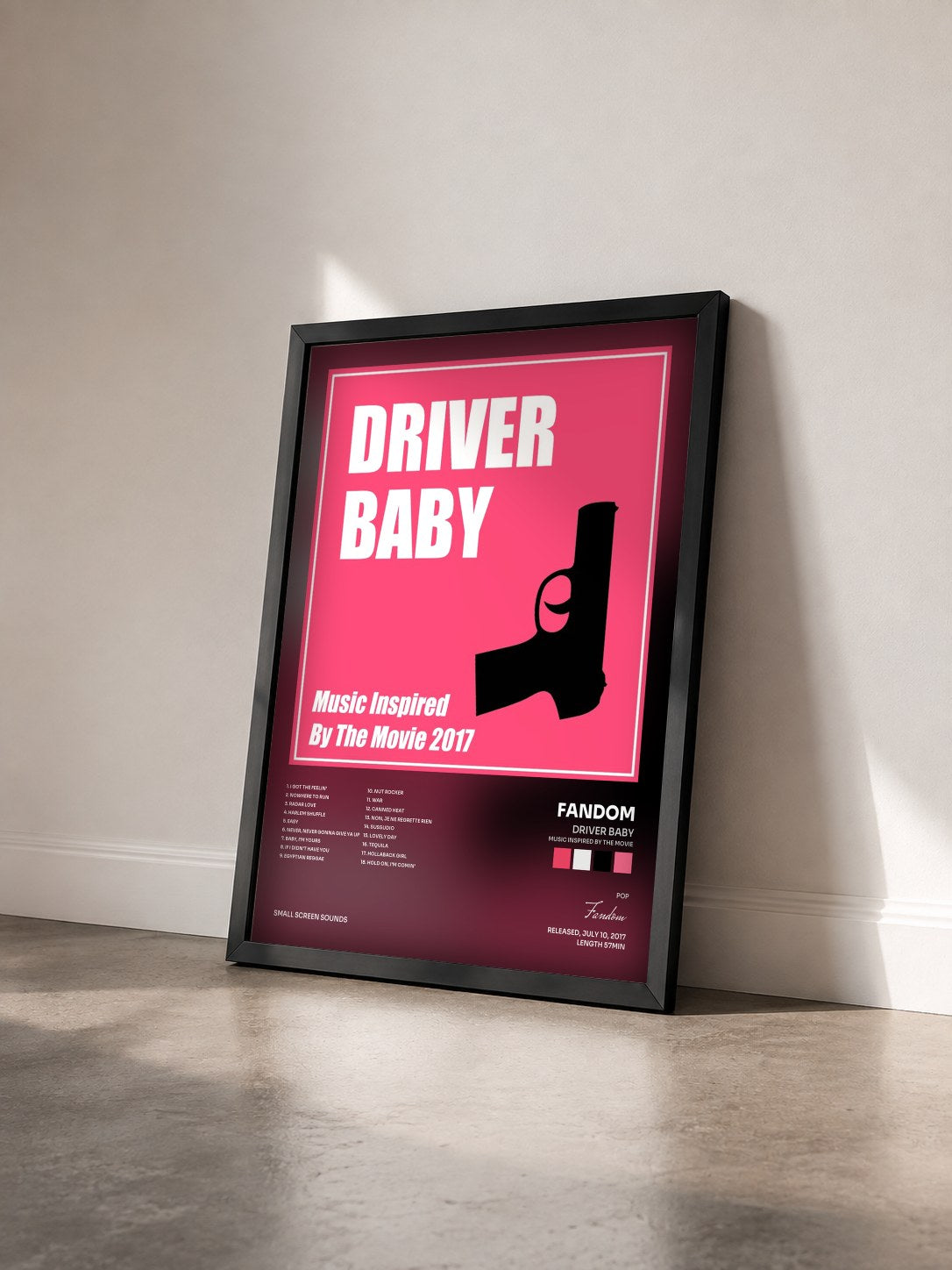 #noir Tableau de l'album Driver Baby (Music Inspired by the Movie) de Fandom vu de trois quarts, cadre noir