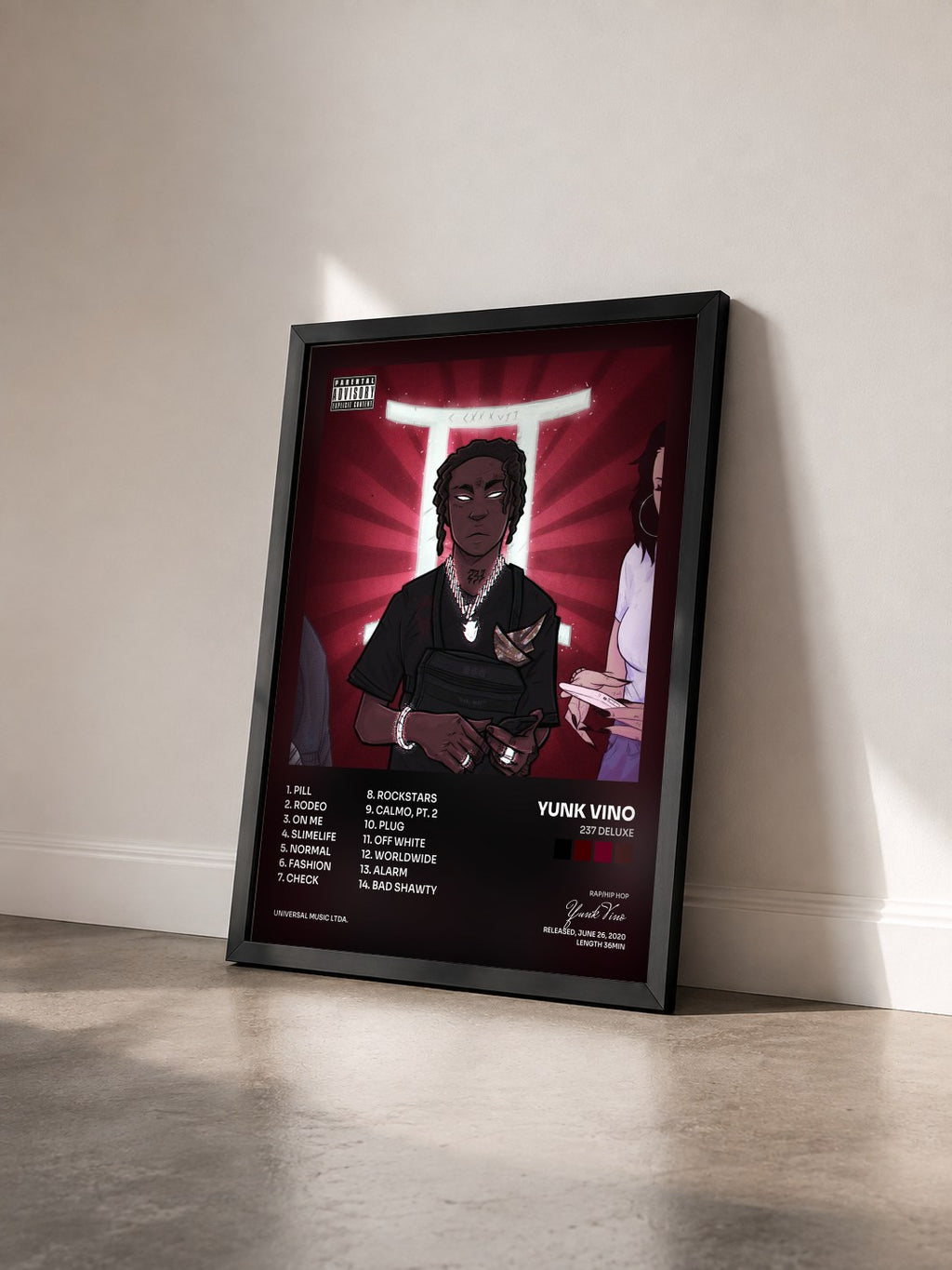 #noir Tableau de l'album 237 Deluxe de Yunk Vino vu de trois quarts, cadre noir