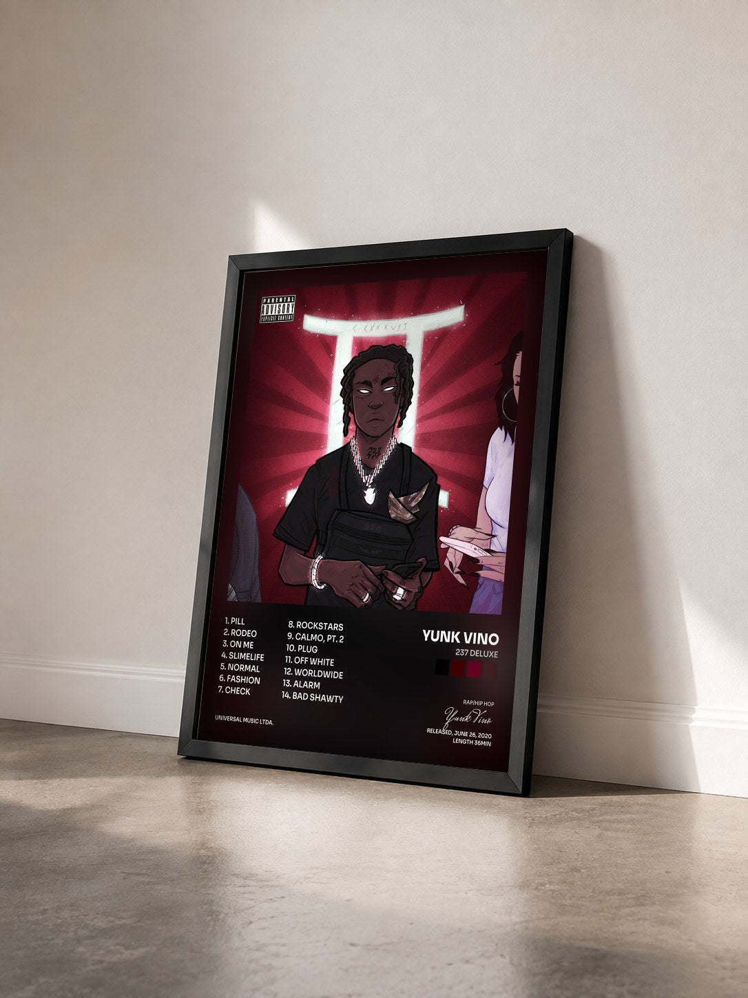 #noir Tableau de l'album 237 Deluxe de Yunk Vino vu de trois quarts, cadre noir