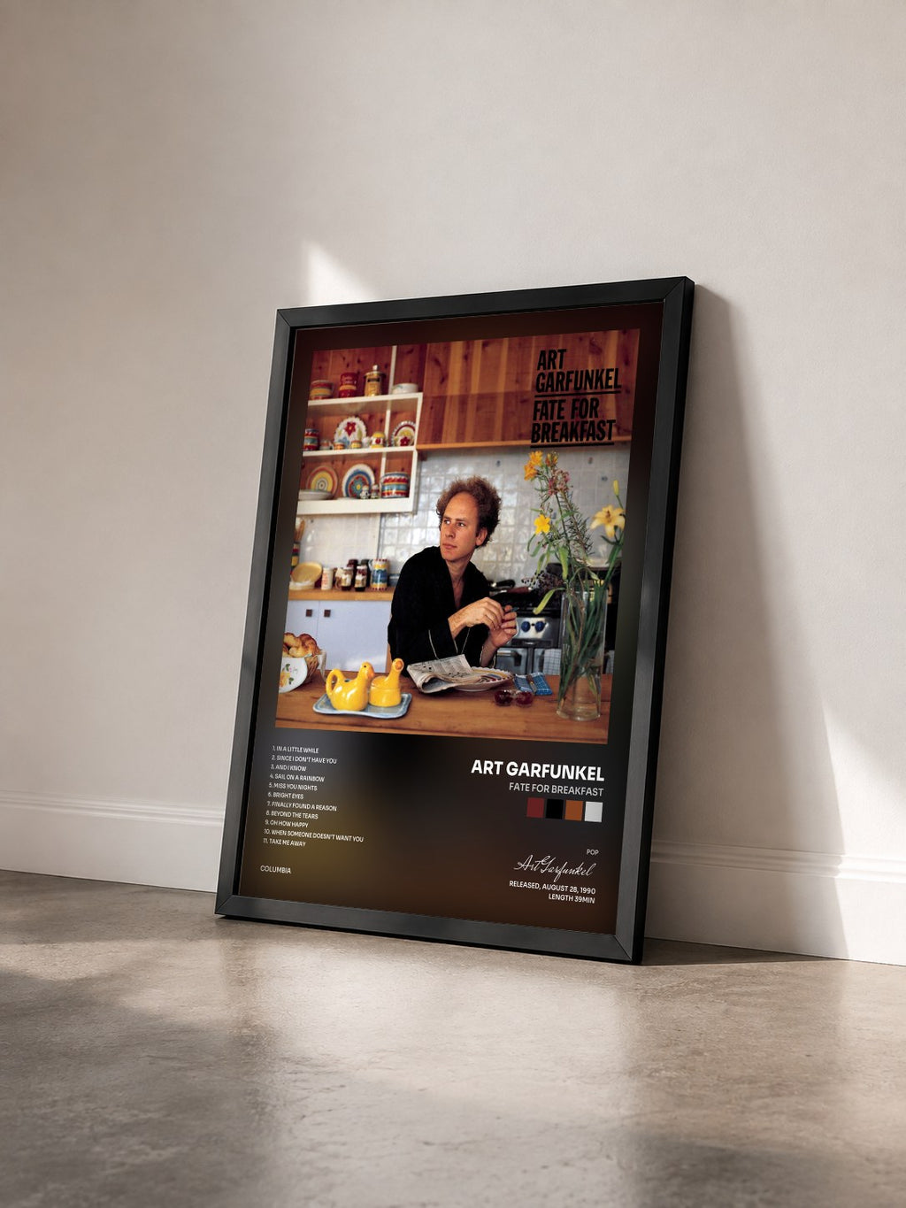 #noir Tableau de l'album Fate For Breakfast de Art Garfunkel vu de trois quarts, cadre noir