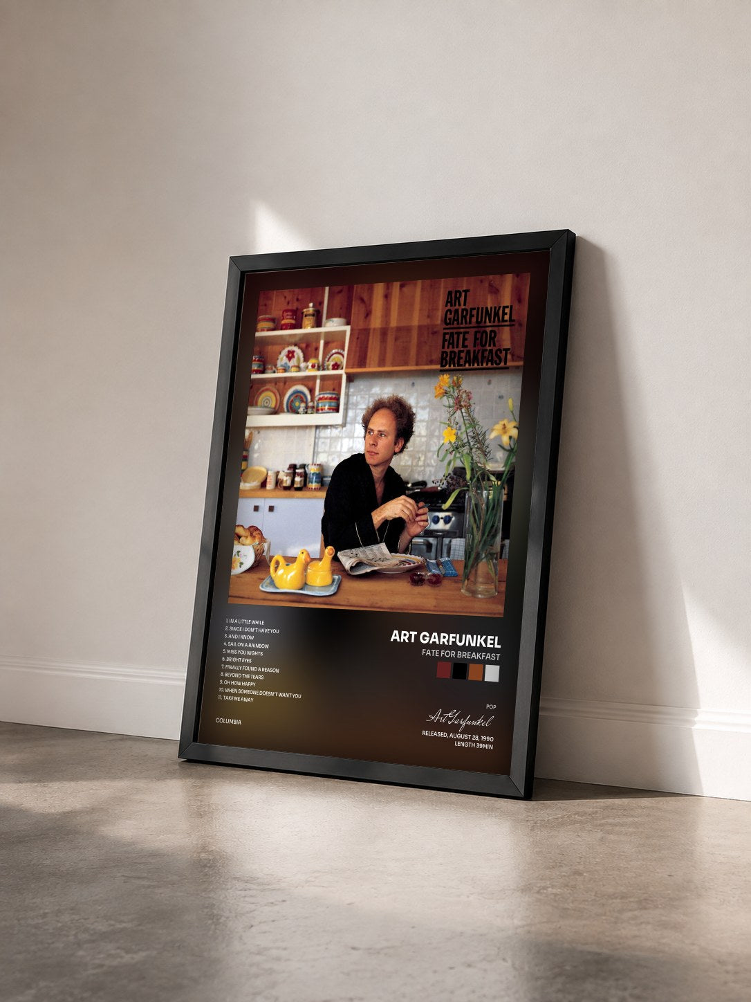 #noir Tableau de l'album Fate For Breakfast de Art Garfunkel vu de trois quarts, cadre noir