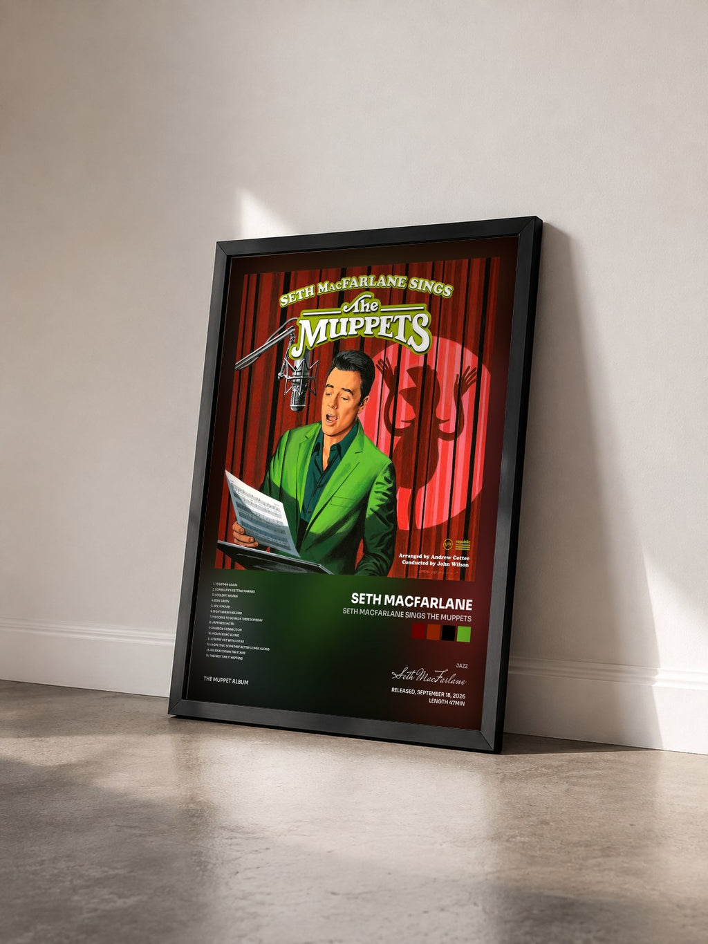 #noir Tableau de l'album Seth MacFarlane Sings The Muppets de Seth MacFarlane vu de trois quarts, cadre noir
