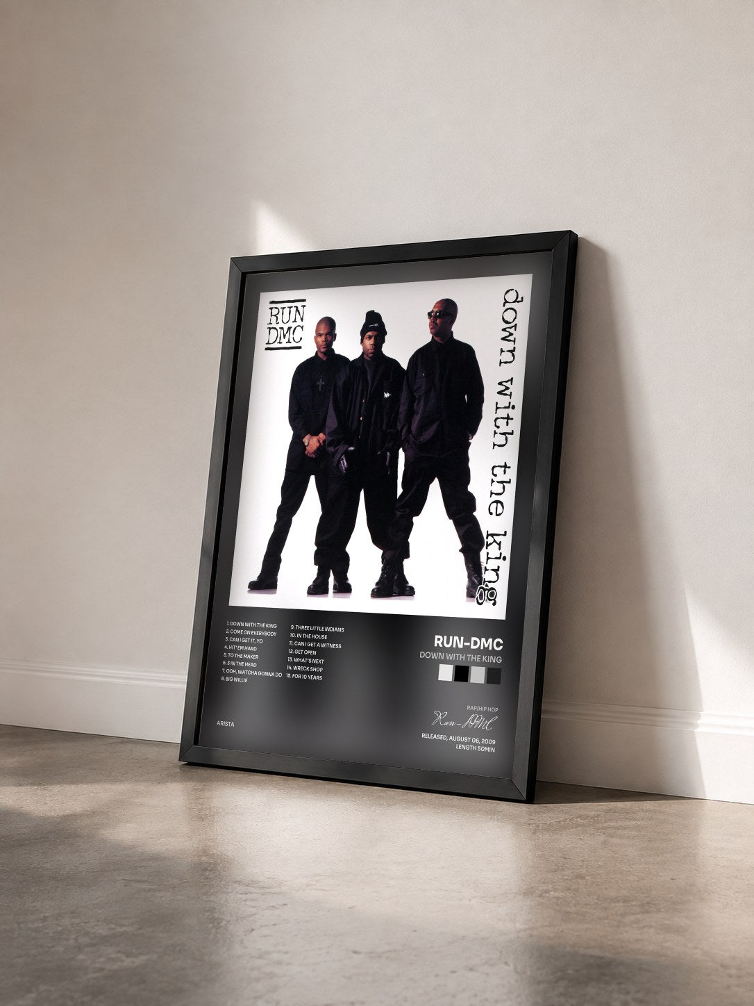 #noir Tableau de l'album Down With The King de Run-DMC vu de trois quarts, cadre noir