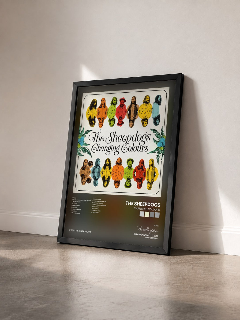 #noir Tableau de l'album Changing Colours de The Sheepdogs vu de trois quarts, cadre noir
