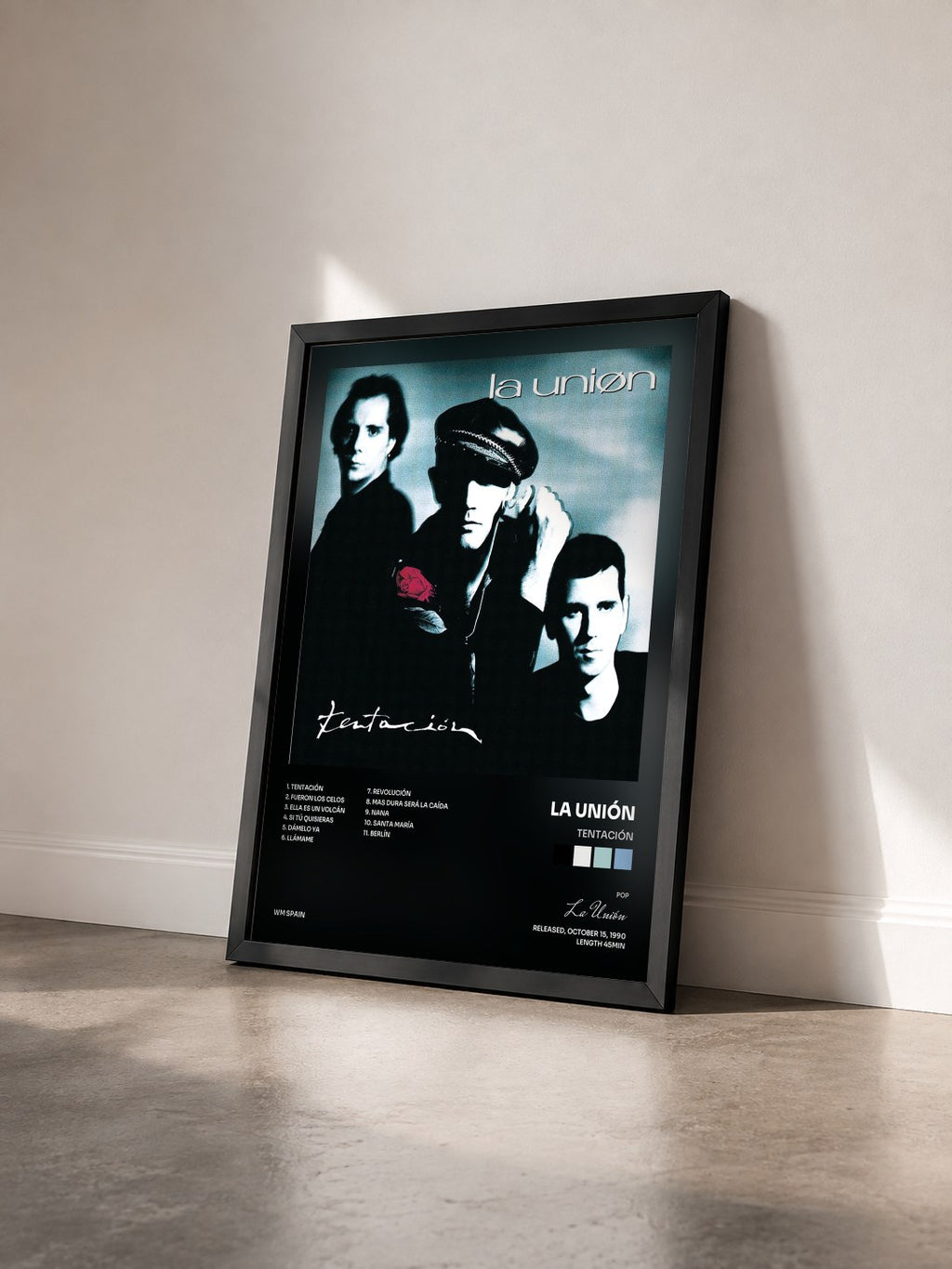 #noir Tableau de l'album Tentación de La Unión vu de trois quarts, cadre noir