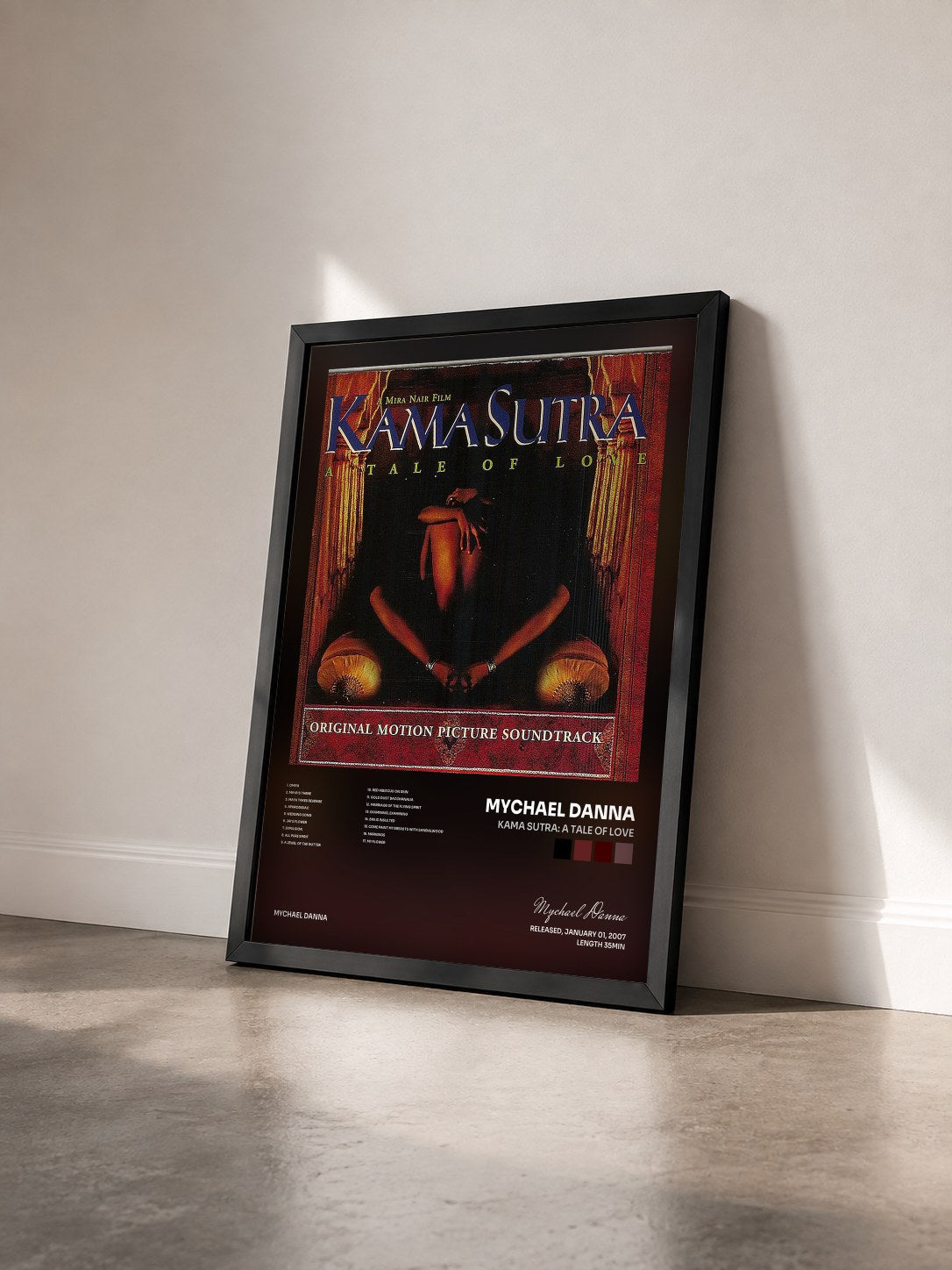 #noir Tableau de l'album Kama Sutra: A Tale Of Love de Mychael Danna vu de trois quarts, cadre noir