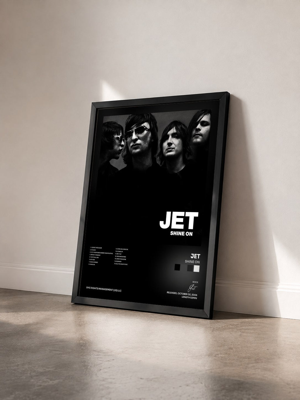 #noir Tableau de l'album Shine On de Jet vu de trois quarts, cadre noir